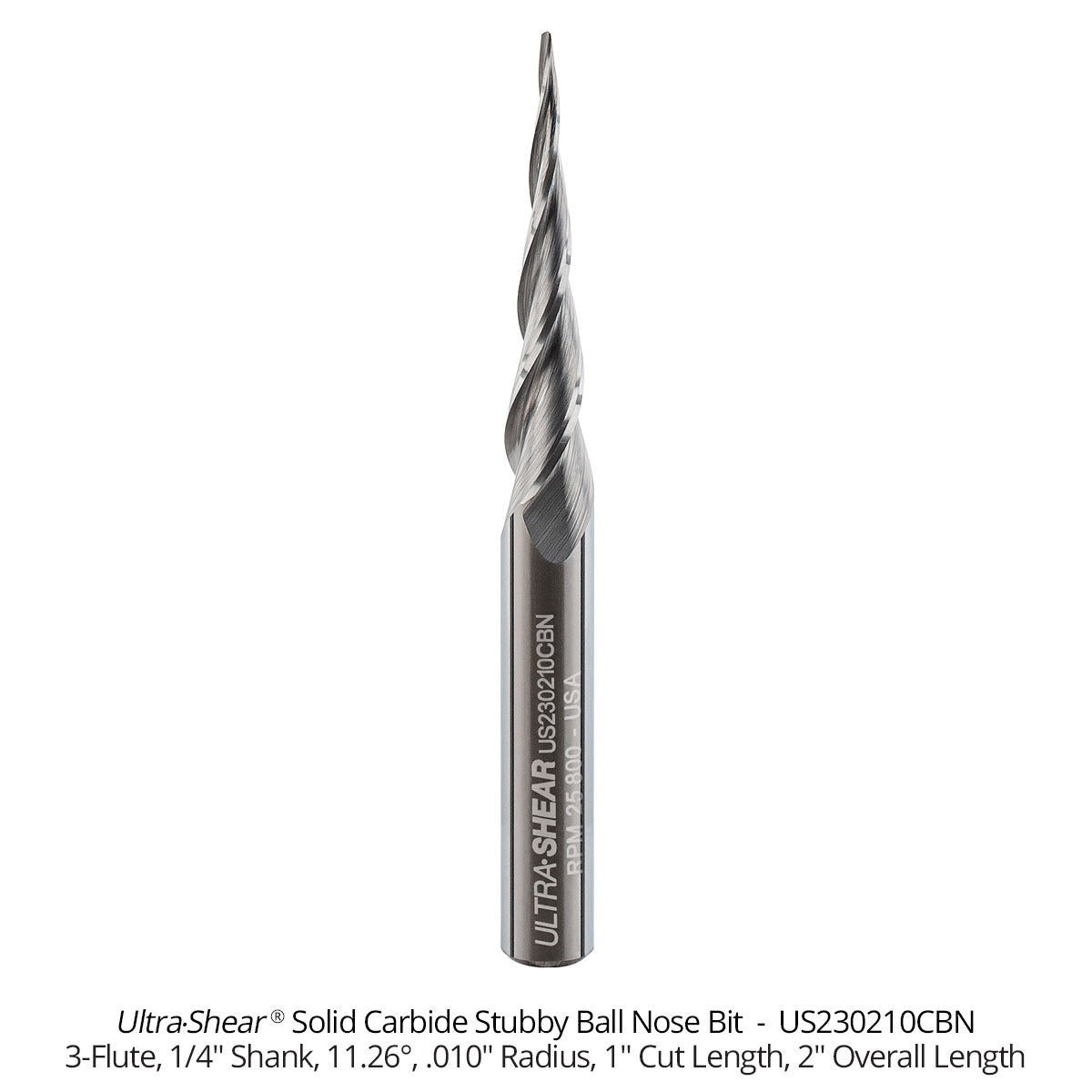 Solid Carbide Stubby Ball Nose CNC Router Bits