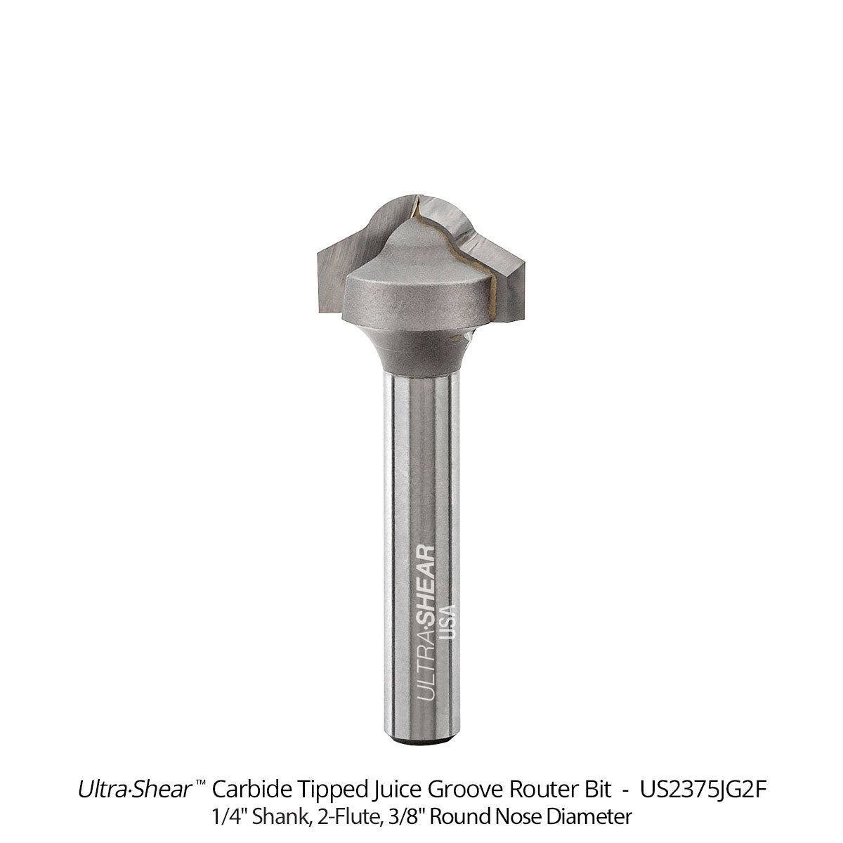 Juice Groove Router Bits - Round Nose - Carbide Tipped - 2-Flute