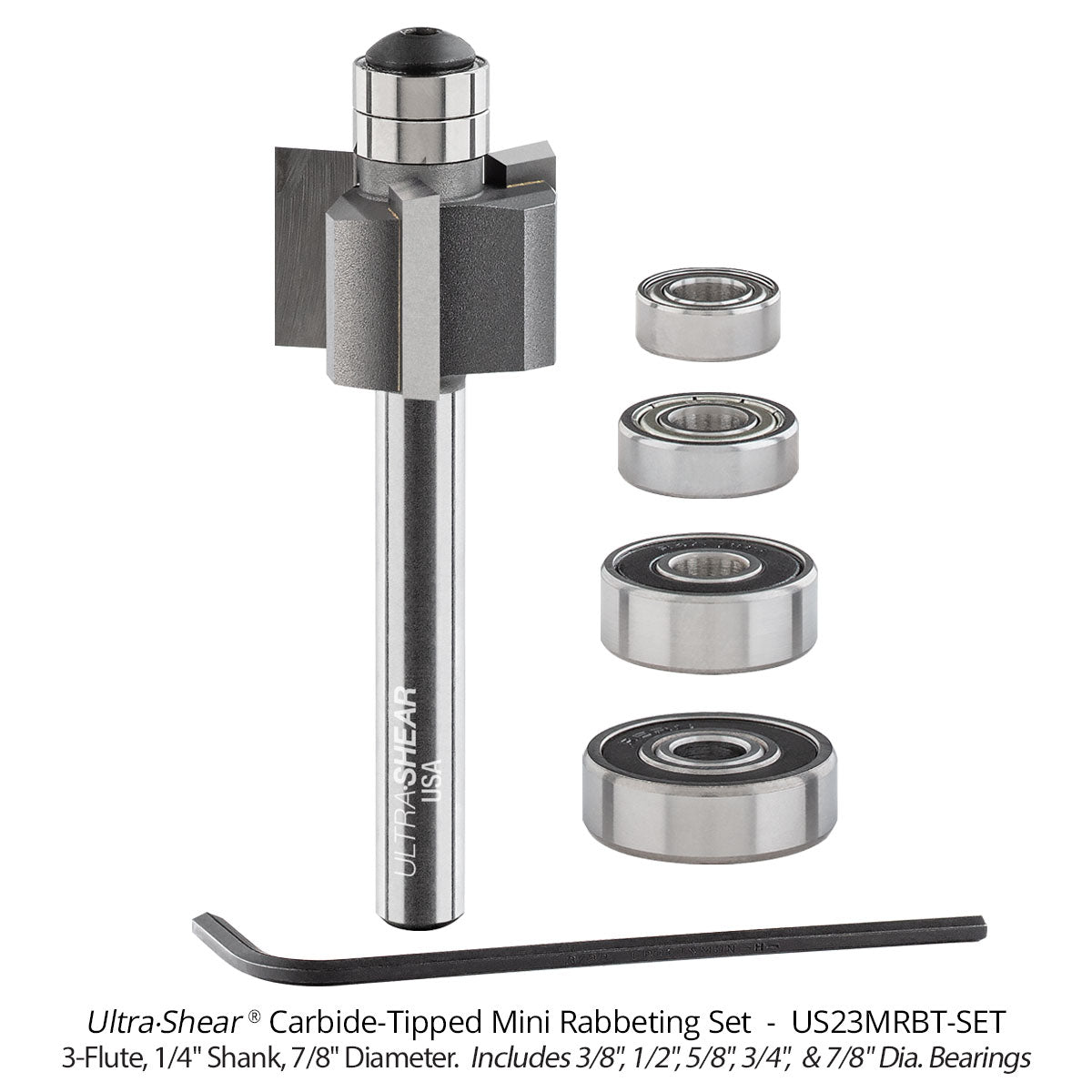 Mini Rabbeting Router Bits - Carbide Tipped