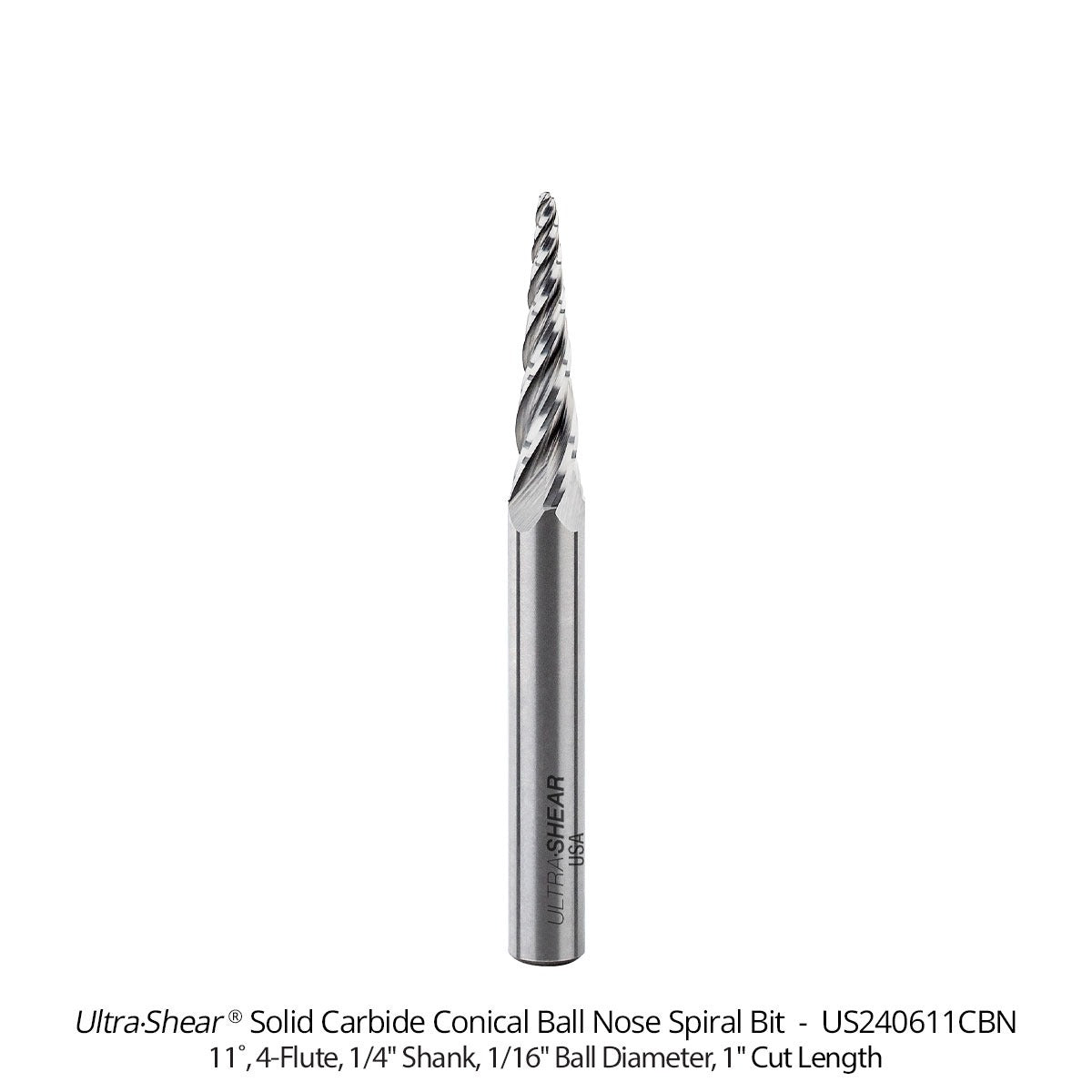 Conical Ball Nose CNC Router Bits - Solid Carbide