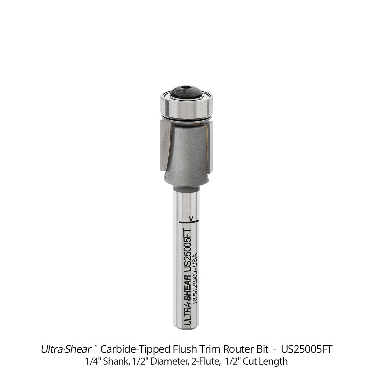 Flush Trim Router Bits - Carbide Tipped - 1/2 Diameter