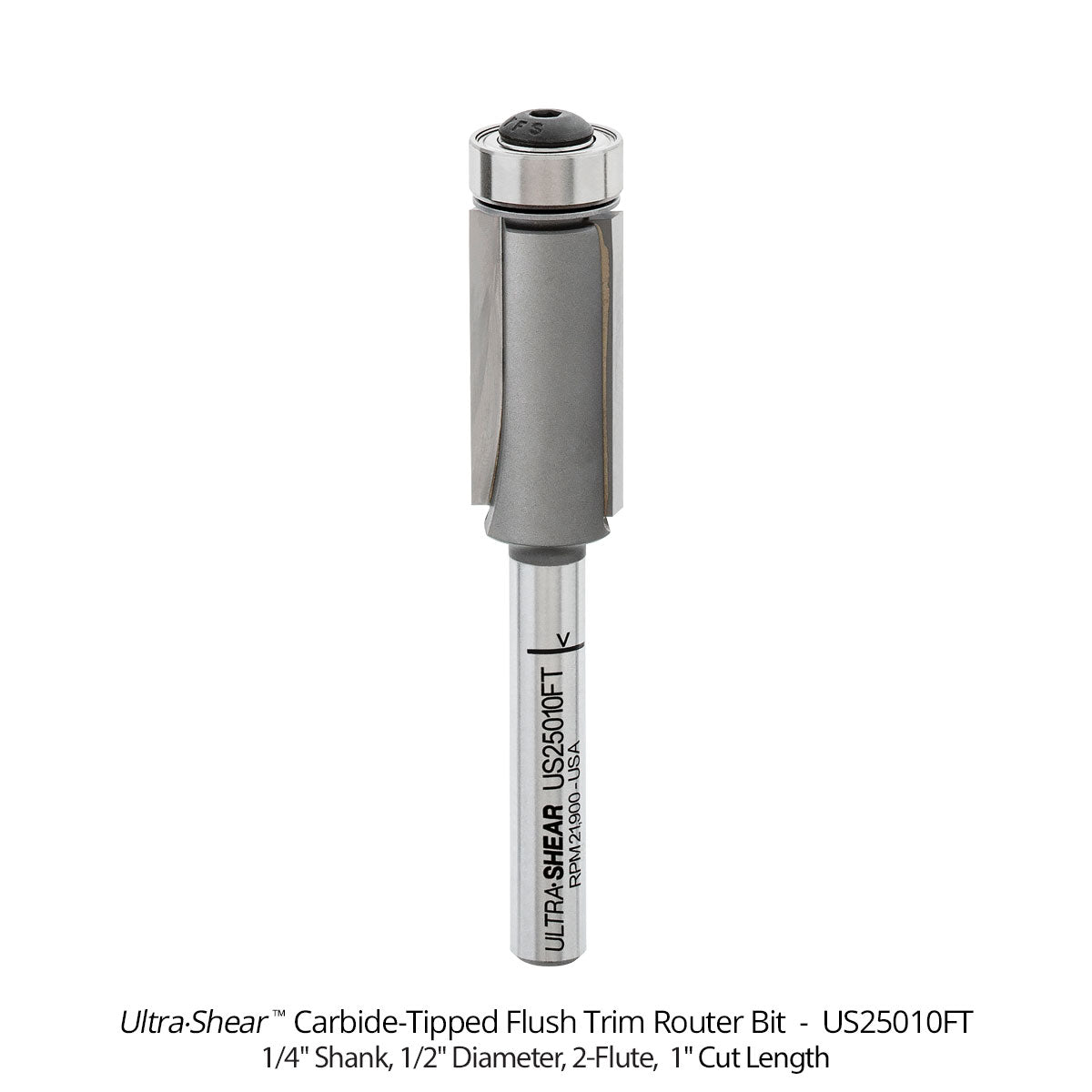Flush Trim Router Bits - Carbide Tipped - 1/2 Diameter