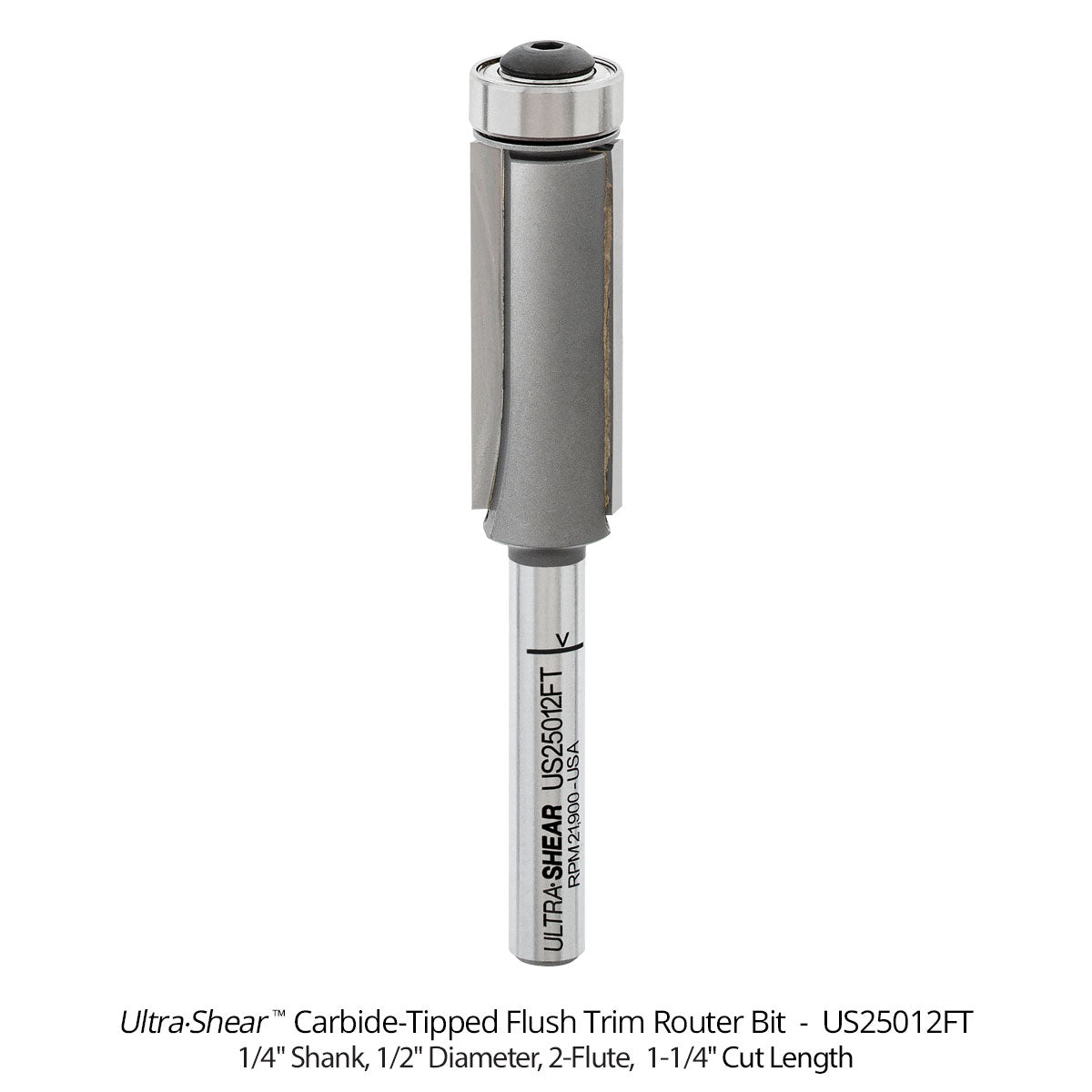 Flush Trim Router Bits - Carbide Tipped - 1/2 Diameter