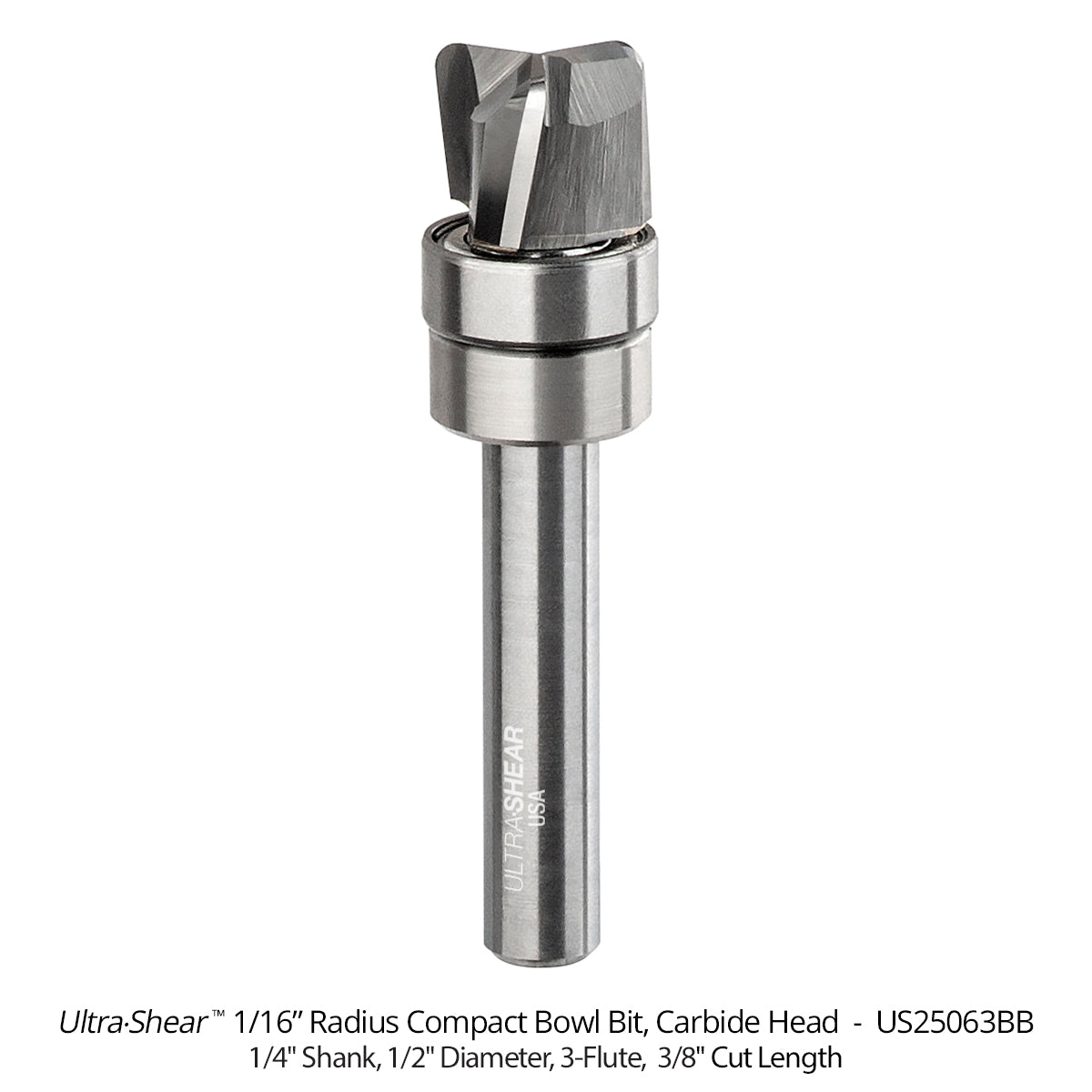 Compact Bowl Router Bits - Carbide Head - 3-Flute