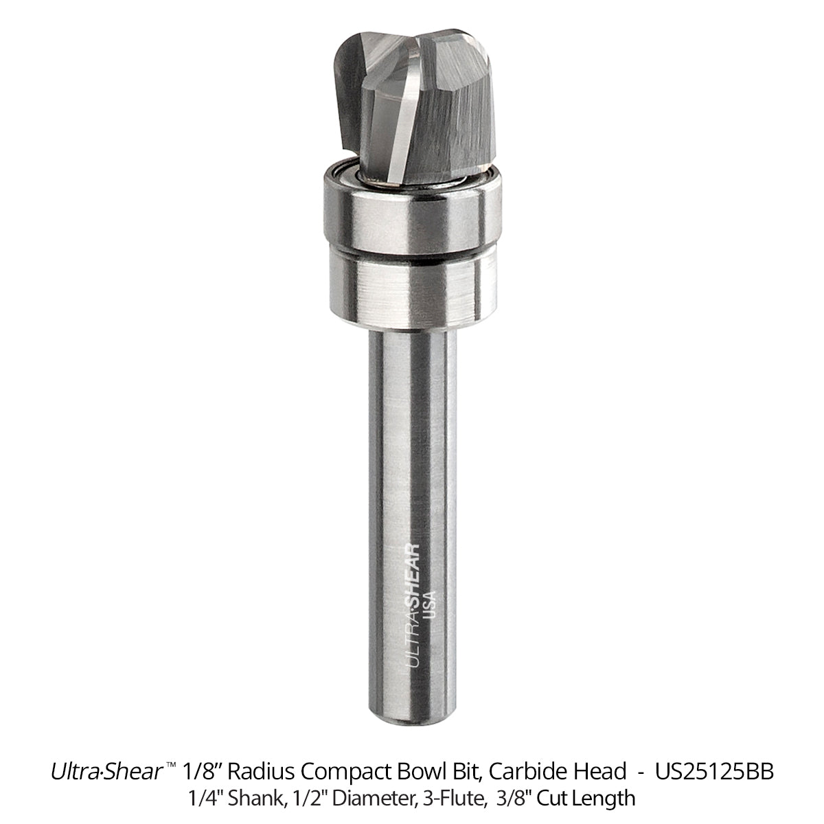 Compact Bowl Router Bits - Carbide Head - 3-Flute