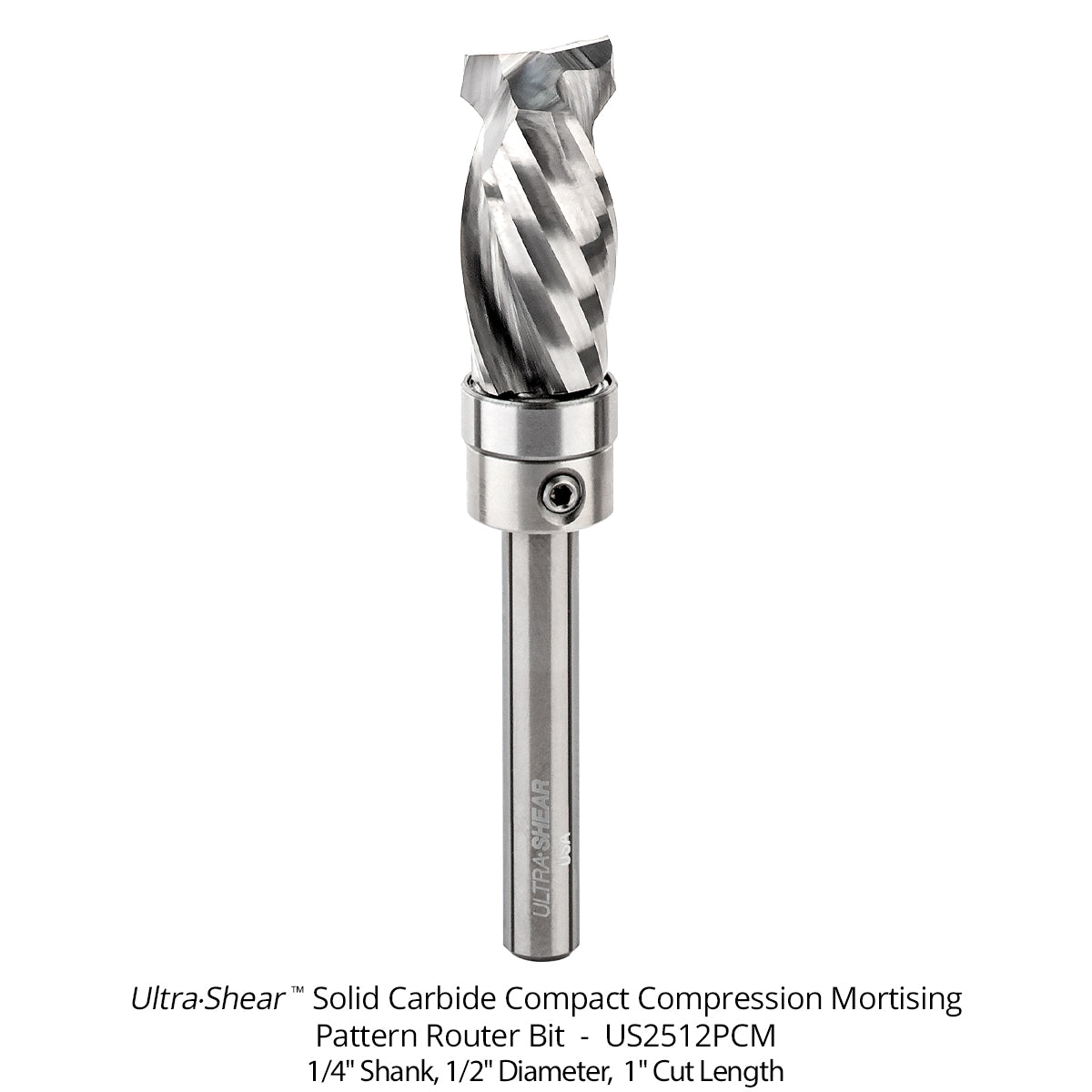 Compact Compression Pattern & Mortising Trim Router Bit - 1/4 Shank - Solid Carbide