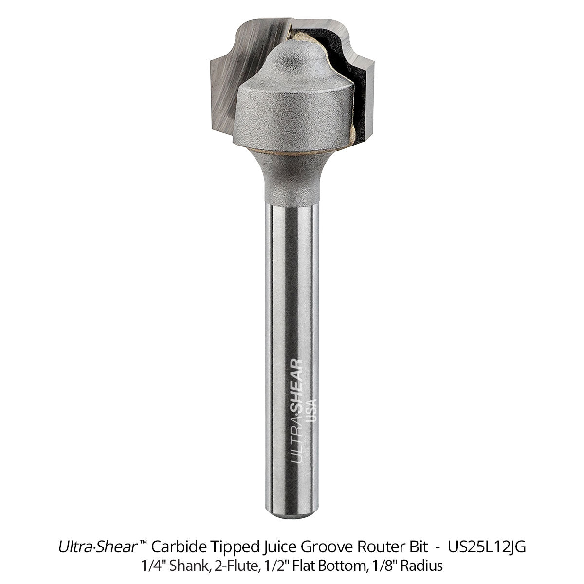 Juice Groove Router Bits - Flat Bottom - Carbide Tipped - 2-Flute