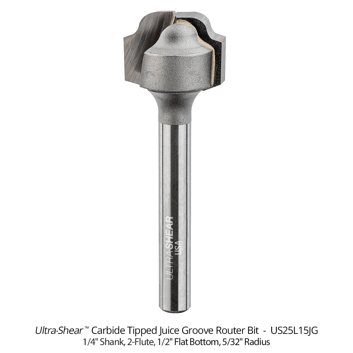 Juice Groove Router Bits - Flat Bottom - Carbide Tipped - 2-Flute