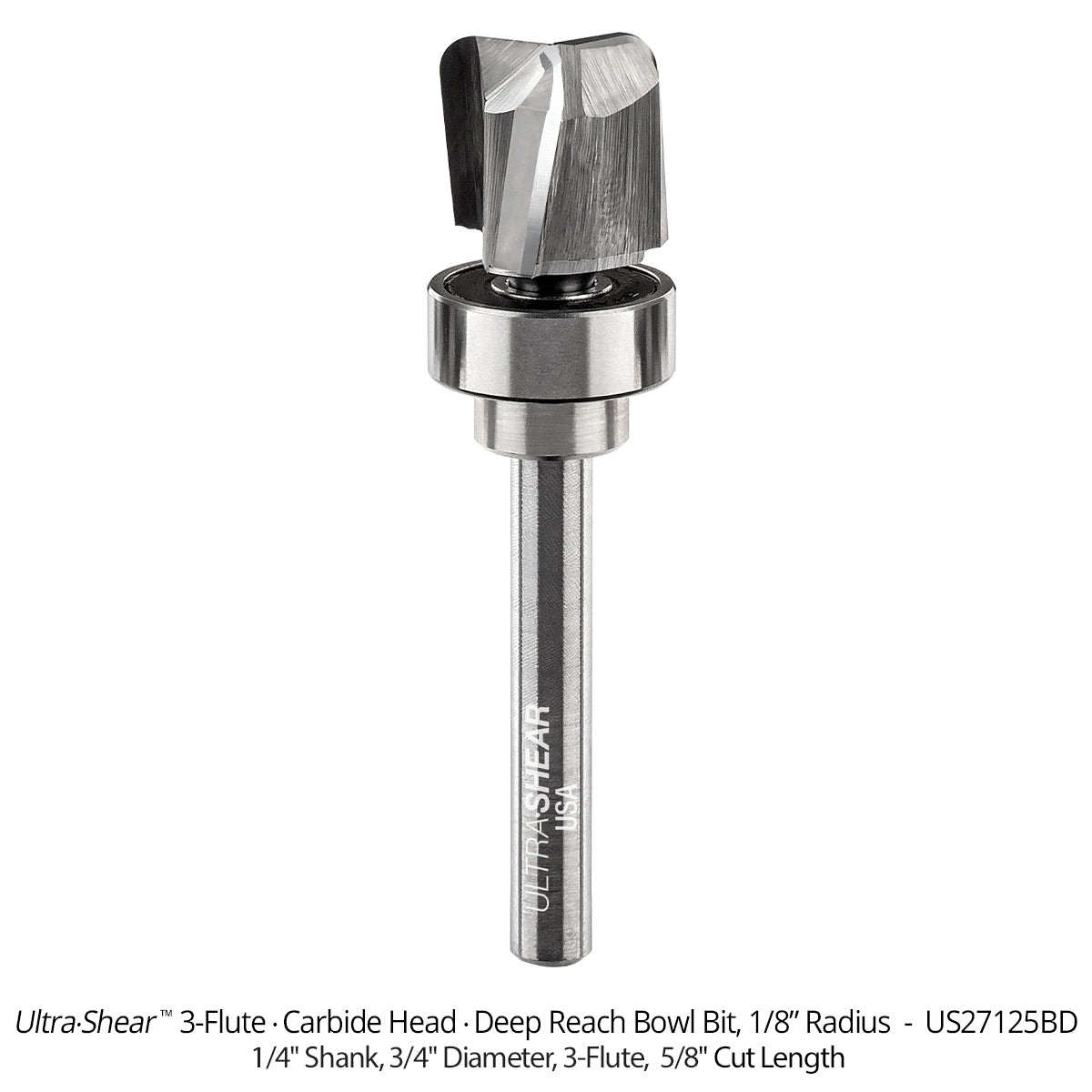 Deep Reach Bowl Router Bits - Carbide Head - 3-Flute