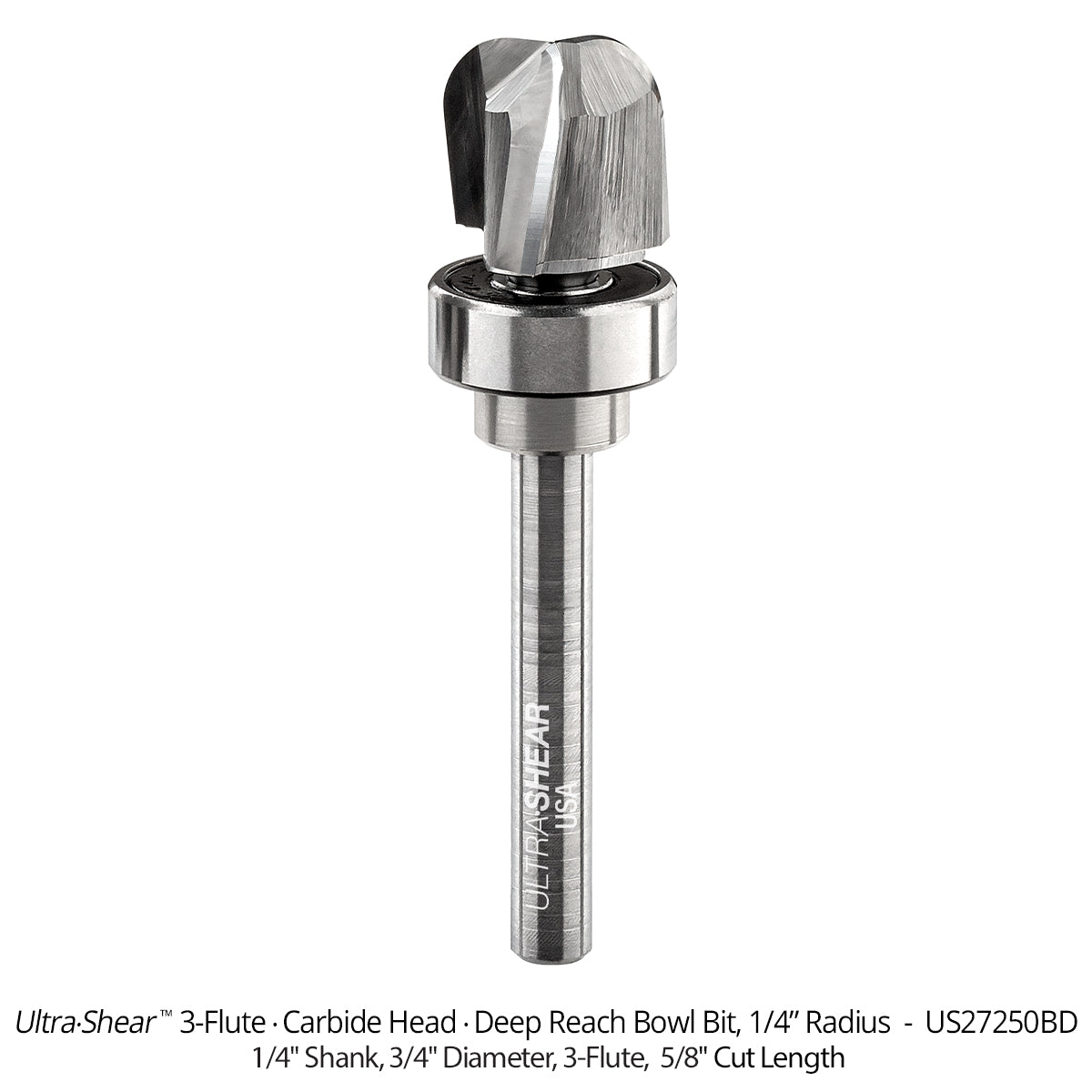 Deep Reach Bowl Router Bits - Carbide Head - 3-Flute