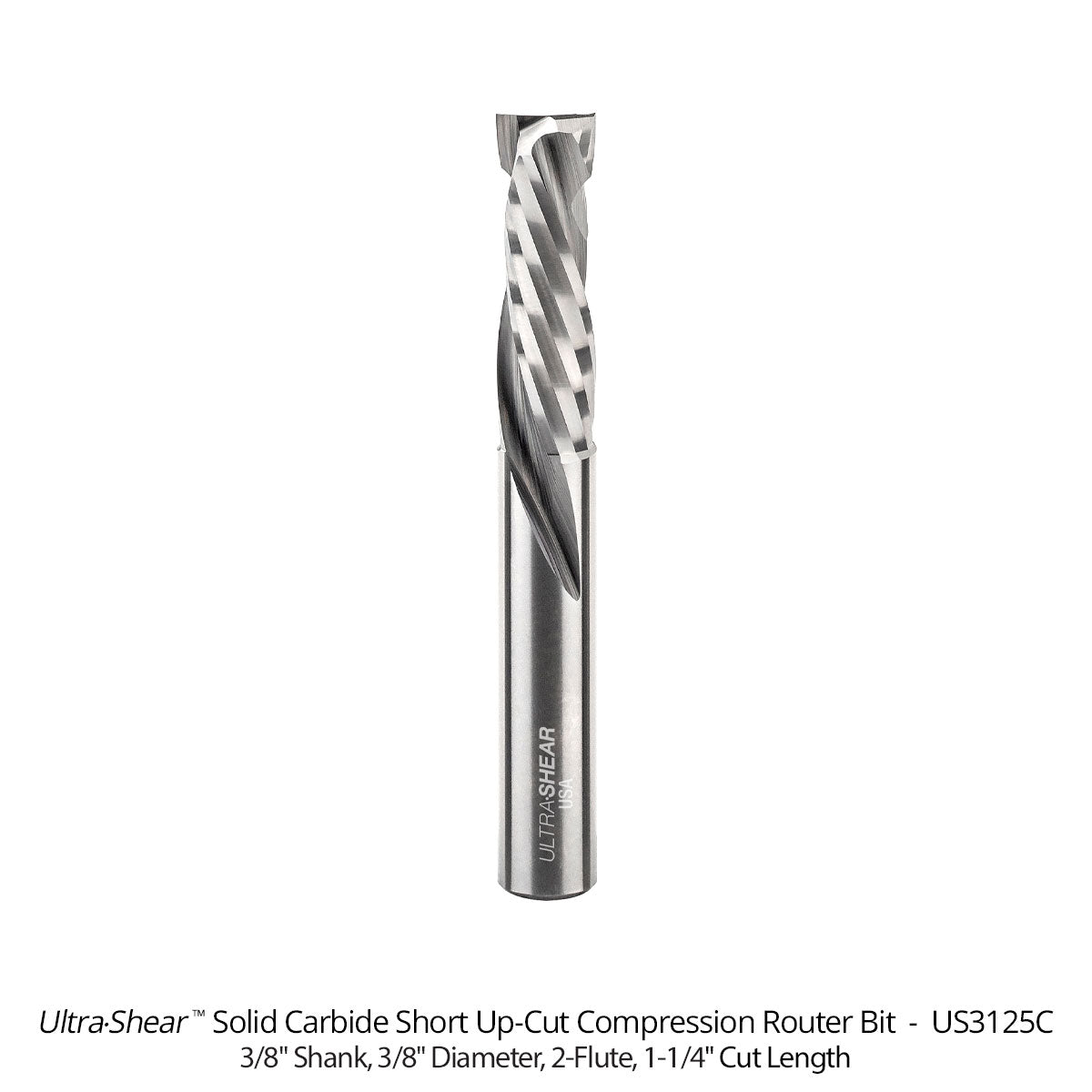 Mortising Compression CNC Router Bits - Short Up-Cut Design - Solid Carbide