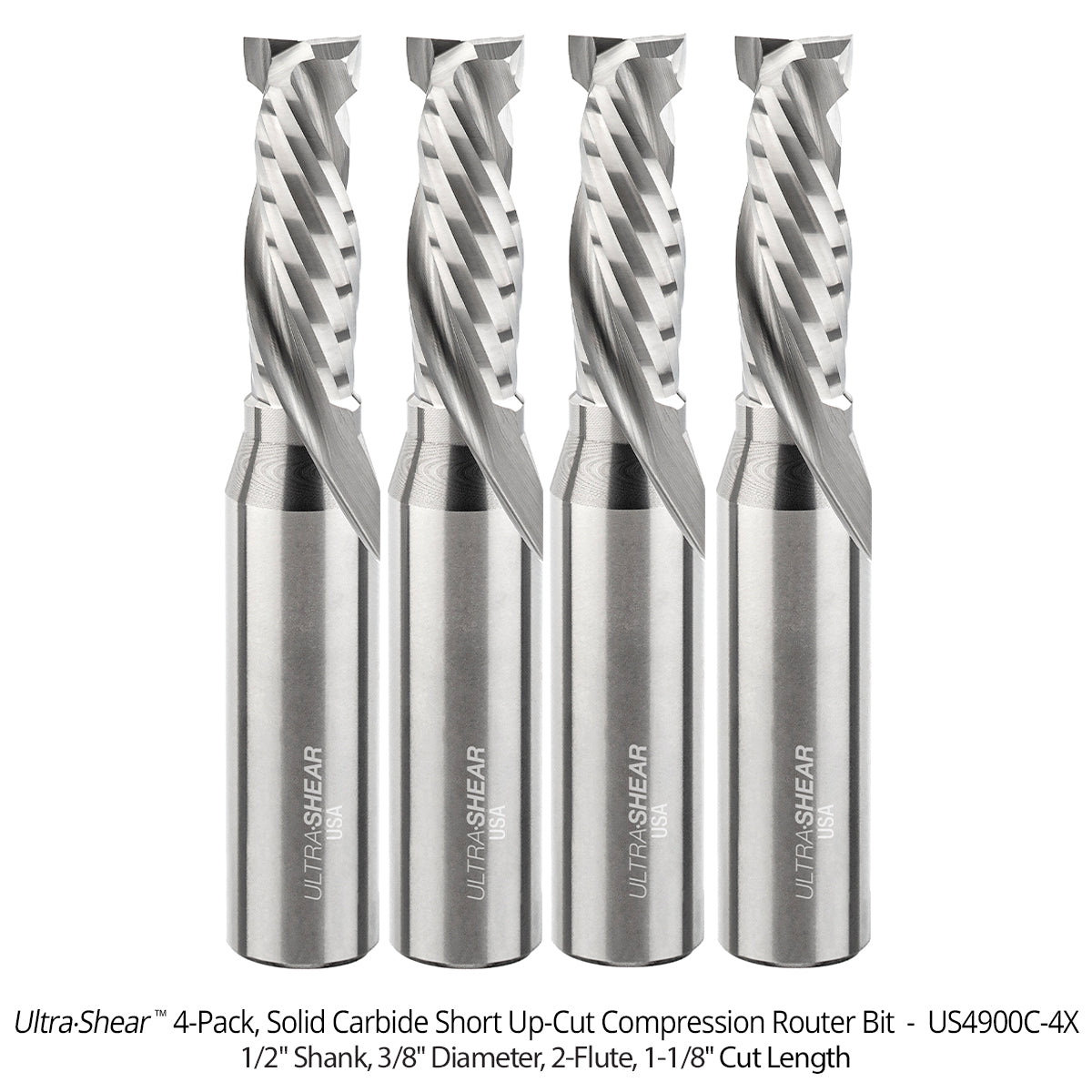 Mortising Compression CNC Router Bits - Short Up-Cut Design - Solid Carbide