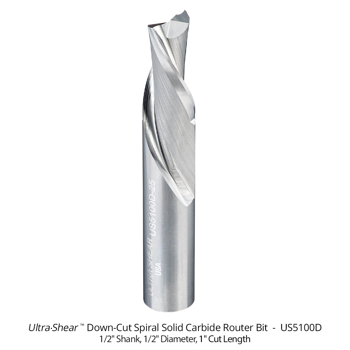 Spiral CNC Router Bits - Solid Carbide - 1/2 Shank - 2 Flute