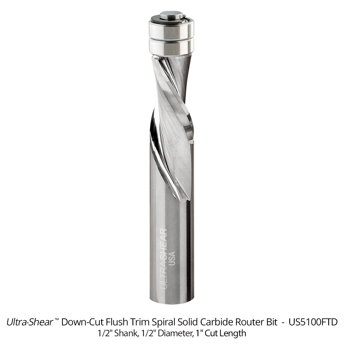 Flush Trim Router Bits - Solid Carbide - 1/2 Diameter - 2 Flute