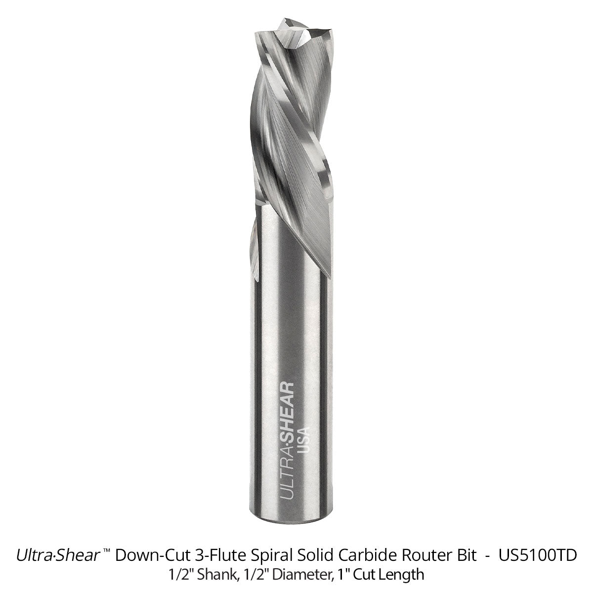 Spiral CNC Router Bits - Solid Carbide - 1/2 Shank - 3 Flute