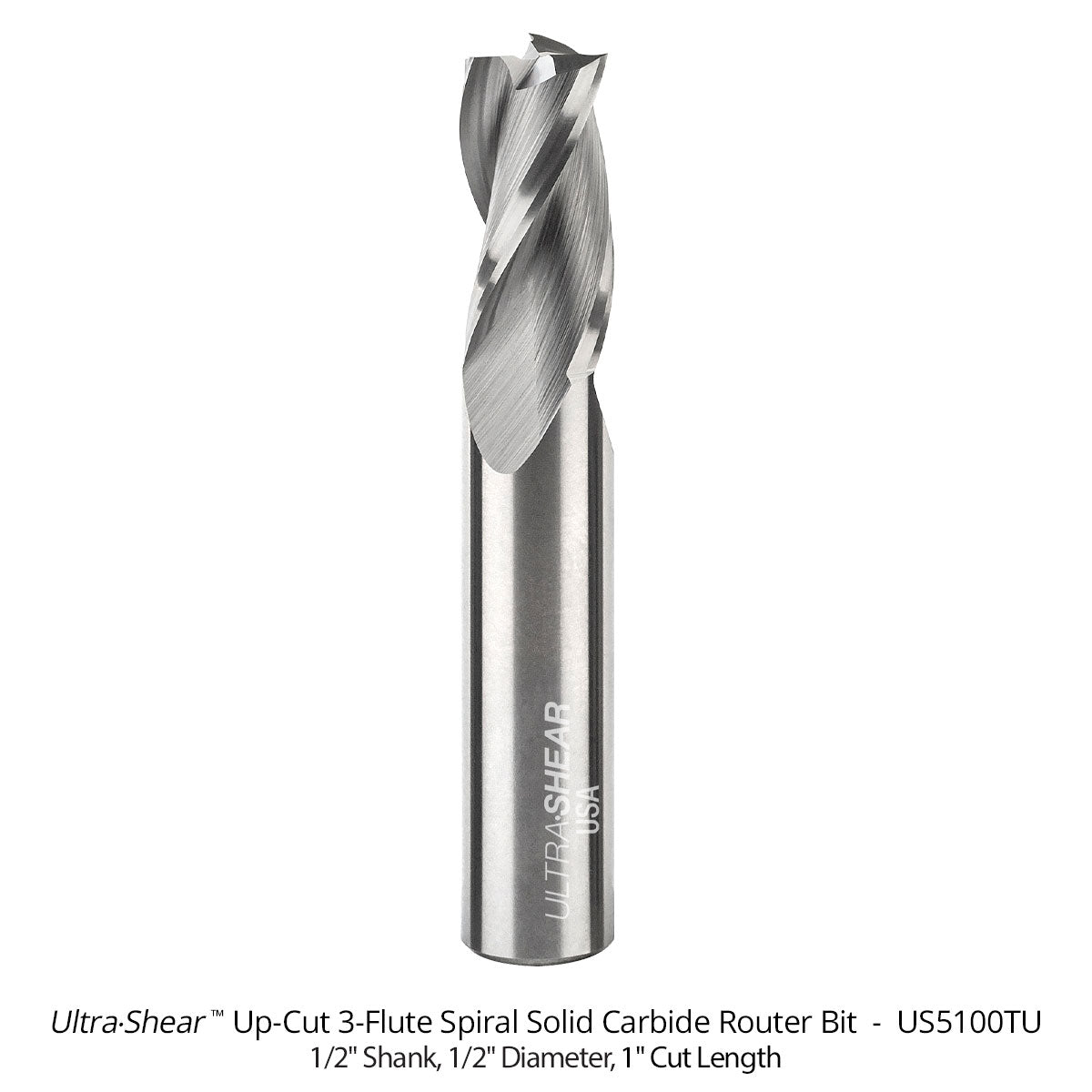 Spiral CNC Router Bits - Solid Carbide - 1/2 Shank - 3 Flute