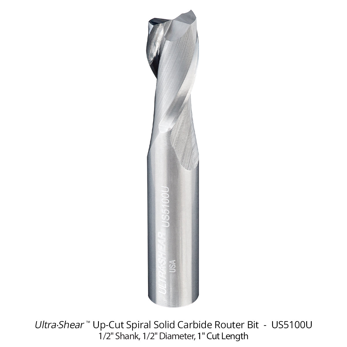 Spiral CNC Router Bits - Solid Carbide - 1/2 Shank - 2 Flute