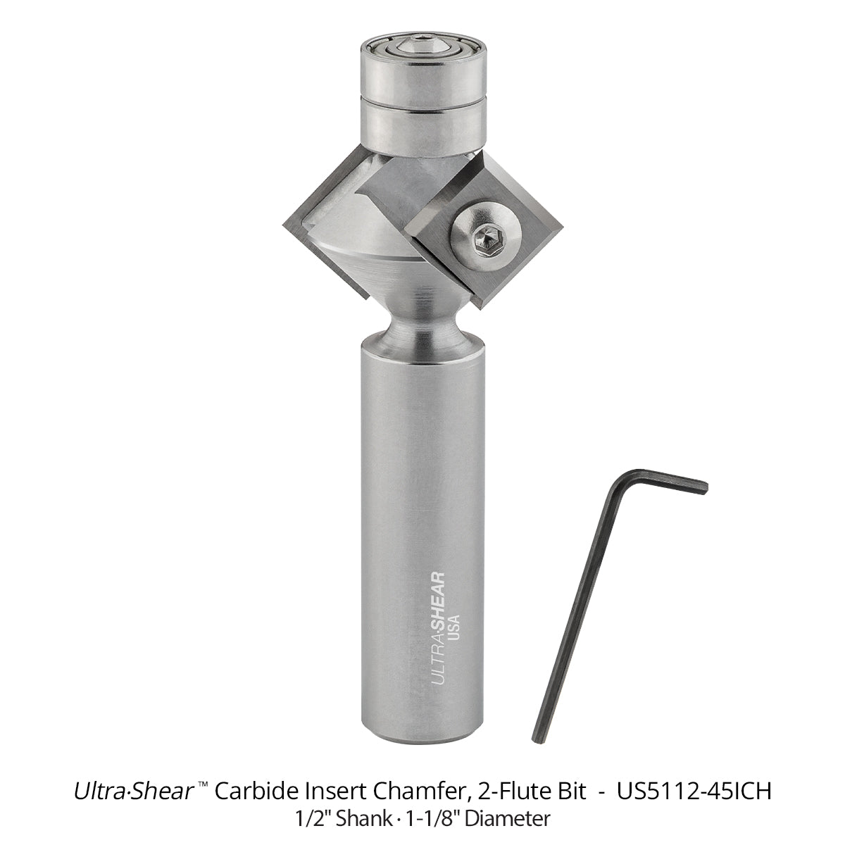 Chamfer Router Bits With Replaceable Carbide Inserts - Double Bearing