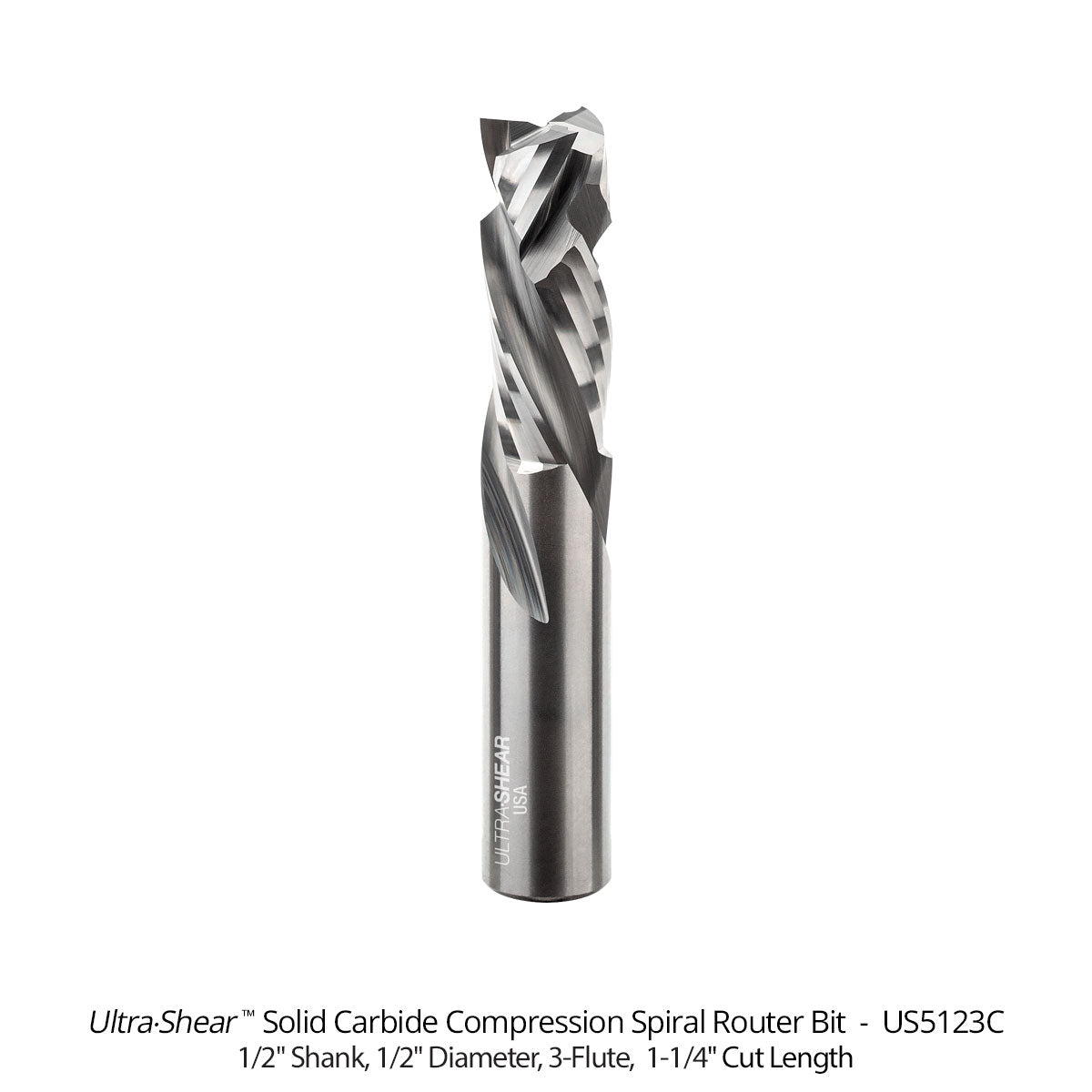 Compression CNC Router Bits - 1/2 Shank - Solid Carbide - 3 Flute