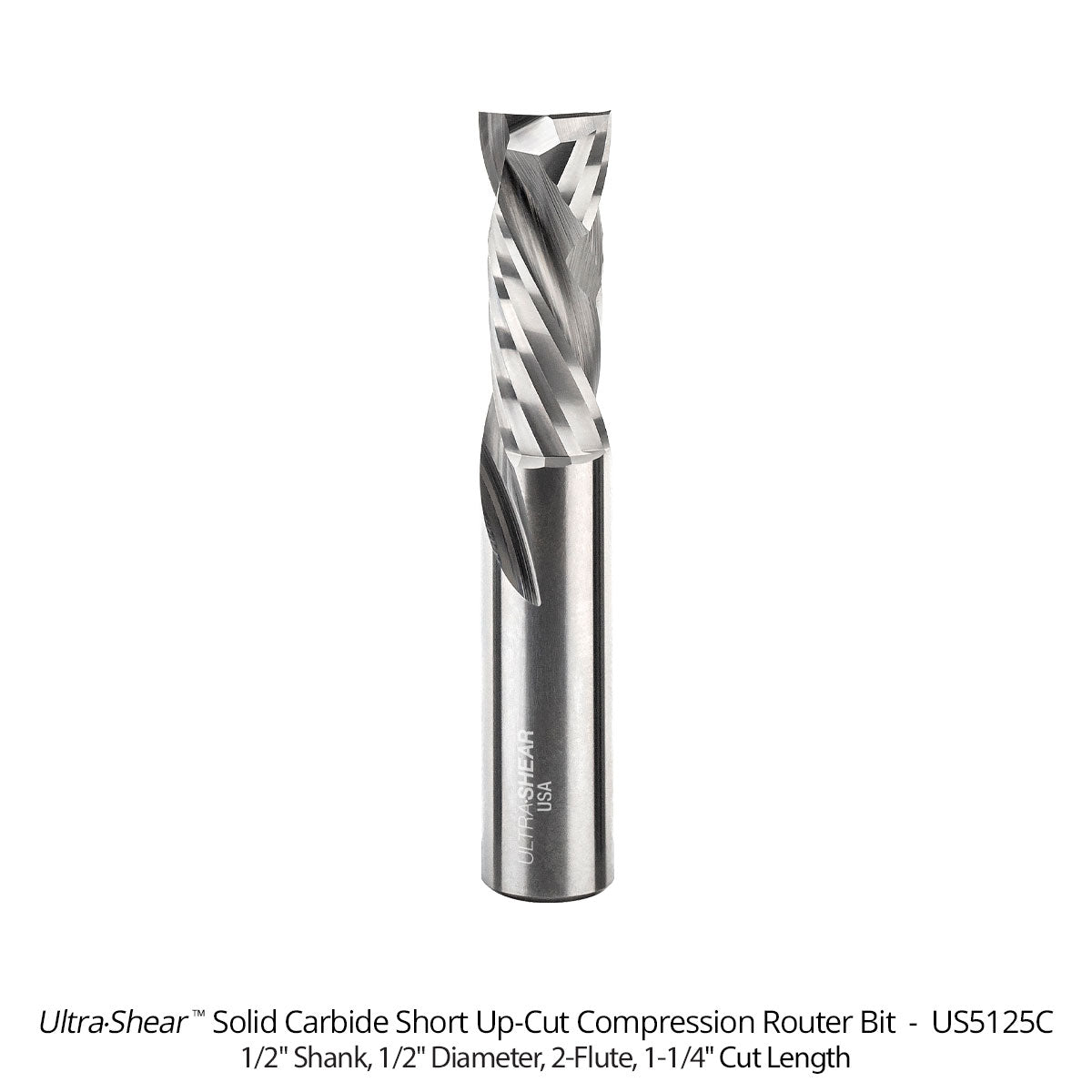 Mortising Compression CNC Router Bits - Short Up-Cut Design - Solid Carbide