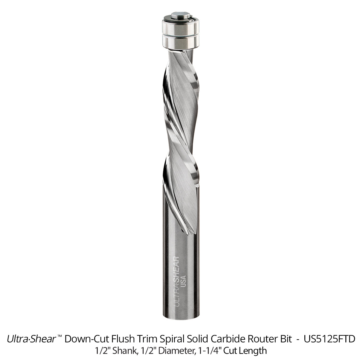 Flush Trim Router Bits - Solid Carbide - 1/2 Diameter - 2 Flute