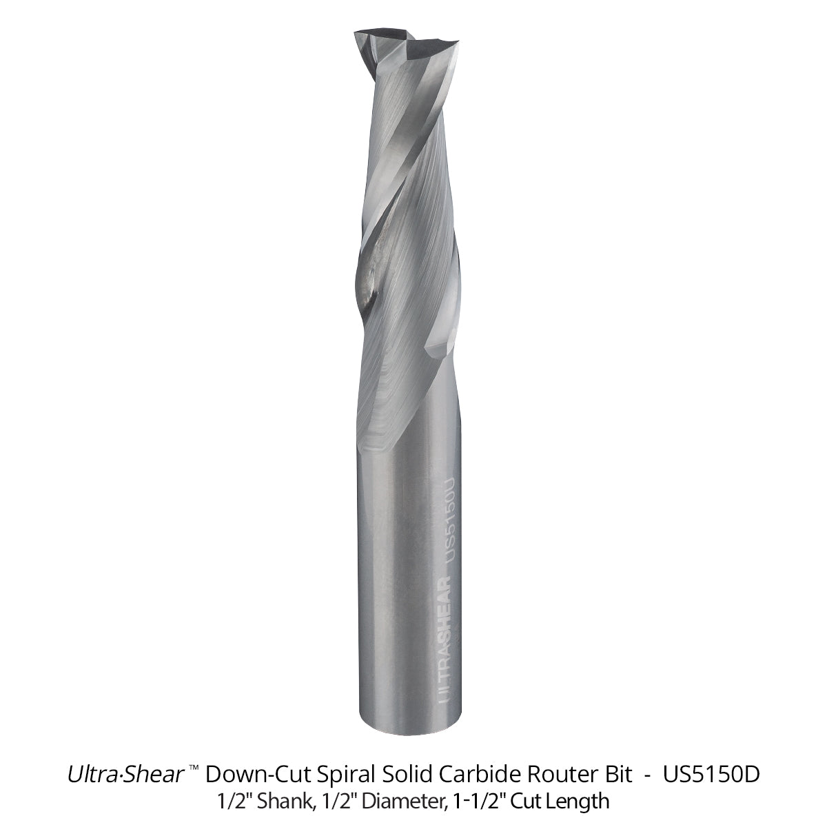 Spiral CNC Router Bits - Solid Carbide - 1/2 Shank - 2 Flute