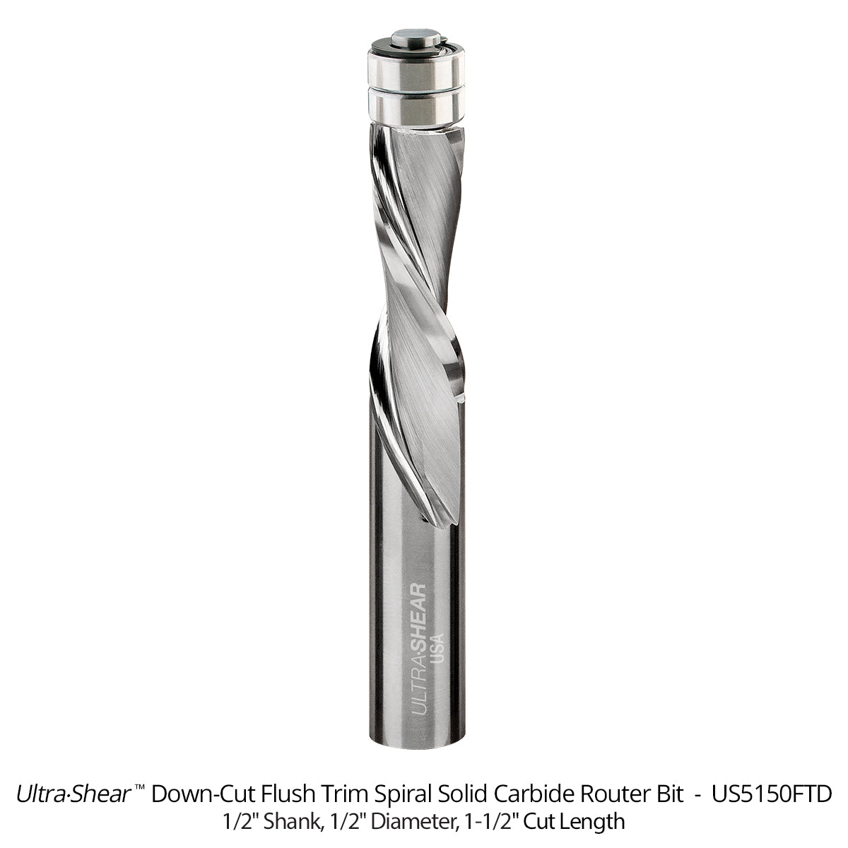 Flush Trim Router Bits - Solid Carbide - 1/2 Diameter - 2 Flute