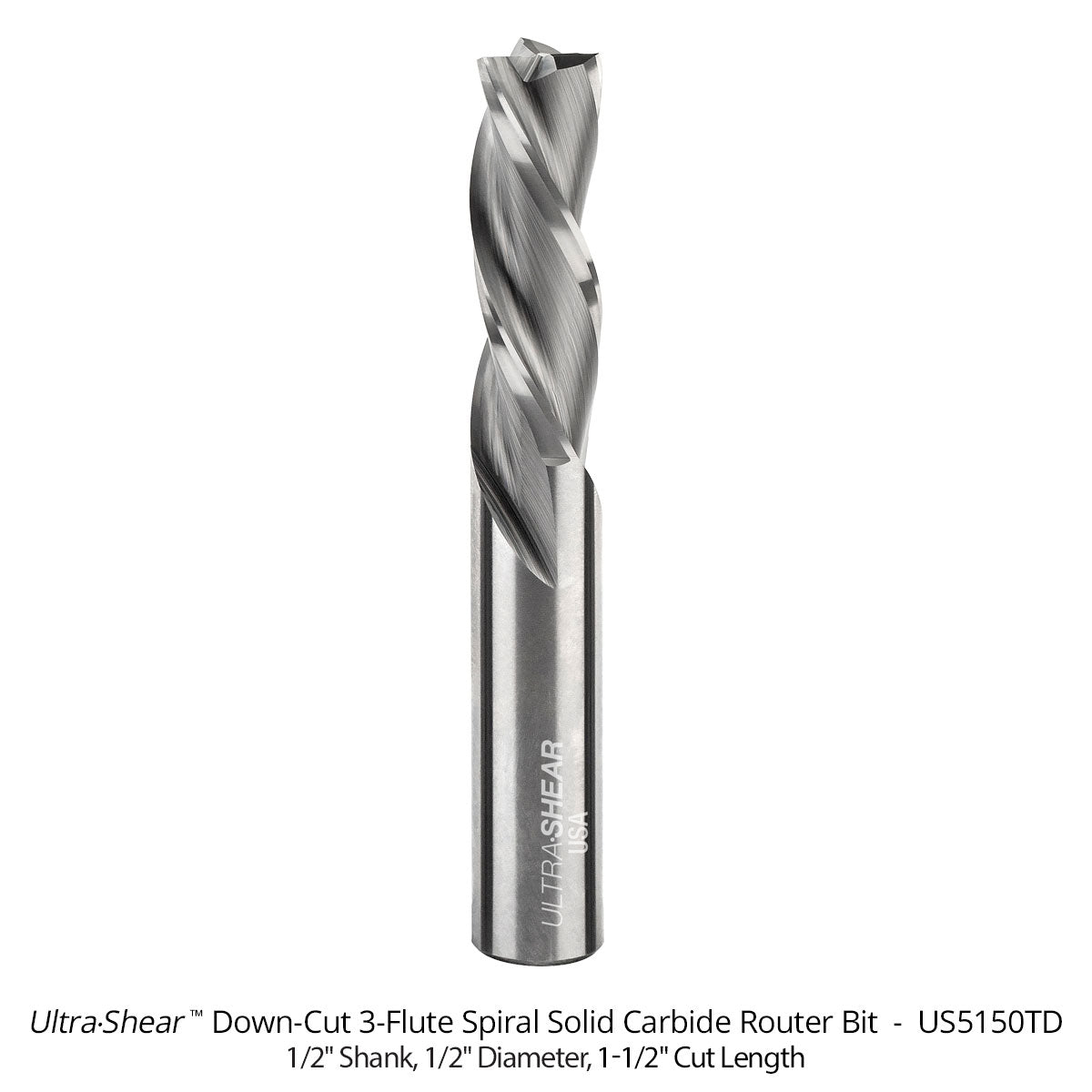 Spiral CNC Router Bits - Solid Carbide - 1/2 Shank - 3 Flute