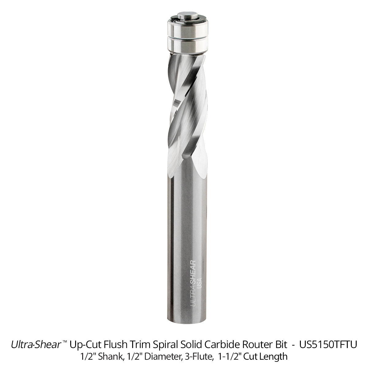 Flush Trim Router Bits - Solid Carbide - 1/2 Diameter - 3 Flute