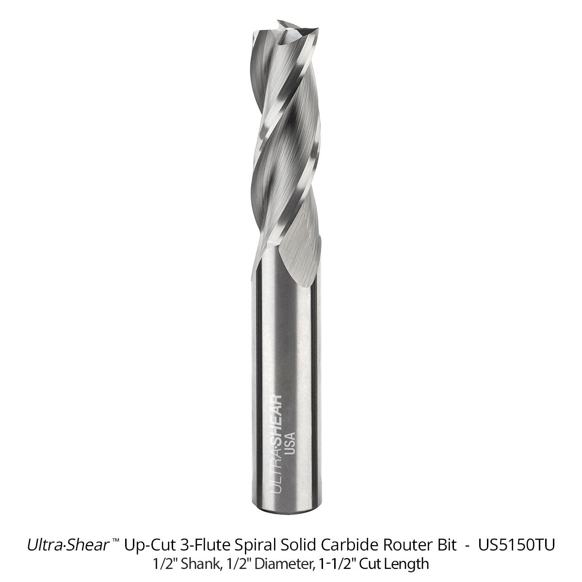 Spiral CNC Router Bits - Solid Carbide - 1/2 Shank - 3 Flute