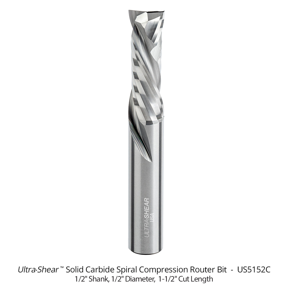 Compression CNC Router Bits - 1/2 Shank - Solid Carbide - 2 Flute