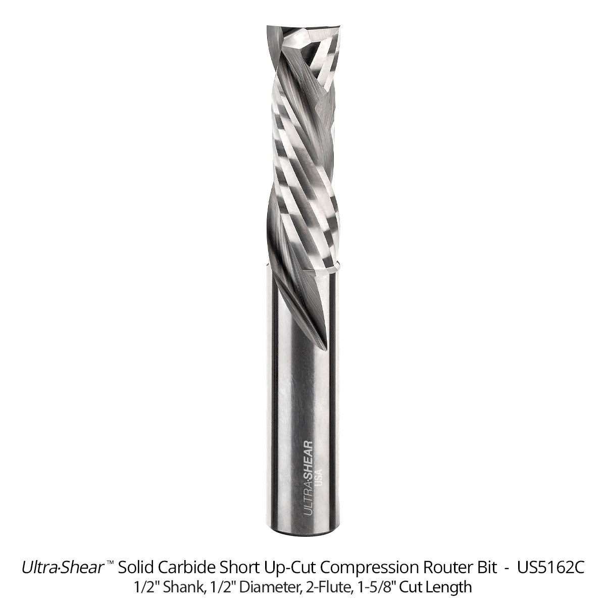 Mortising Compression CNC Router Bits - Short Up-Cut Design - Solid Carbide