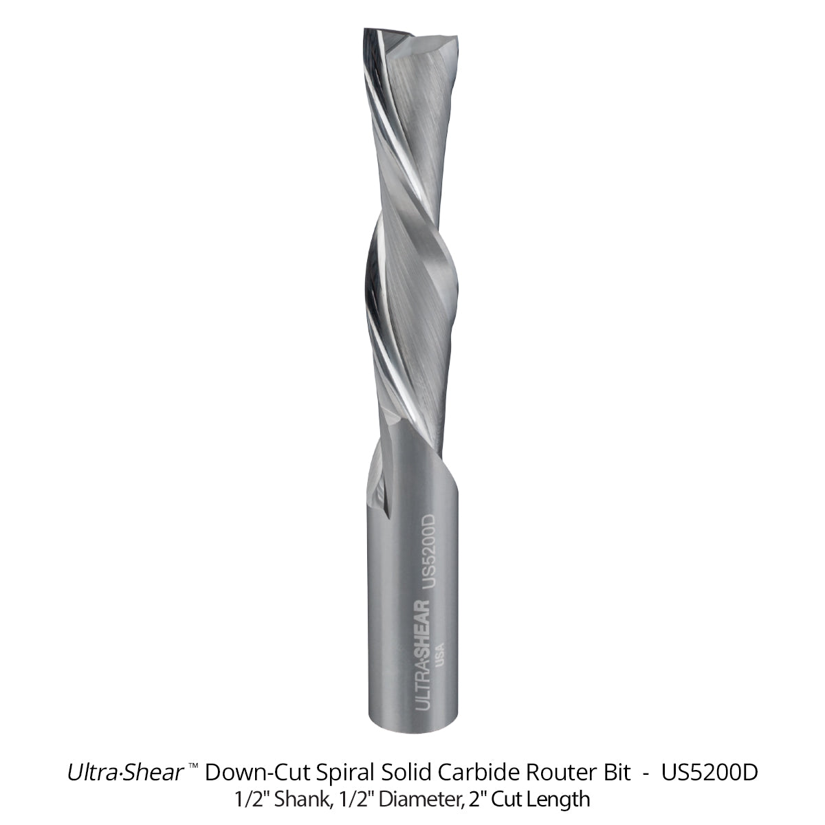 Spiral CNC Router Bits - Solid Carbide - 1/2 Shank - 2 Flute