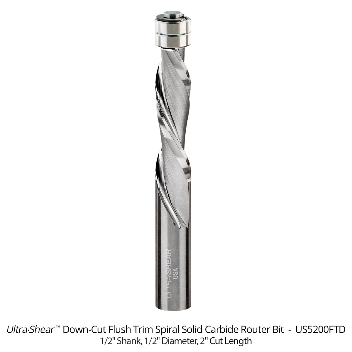 Flush Trim Router Bits - Solid Carbide - 1/2 Diameter - 2 Flute