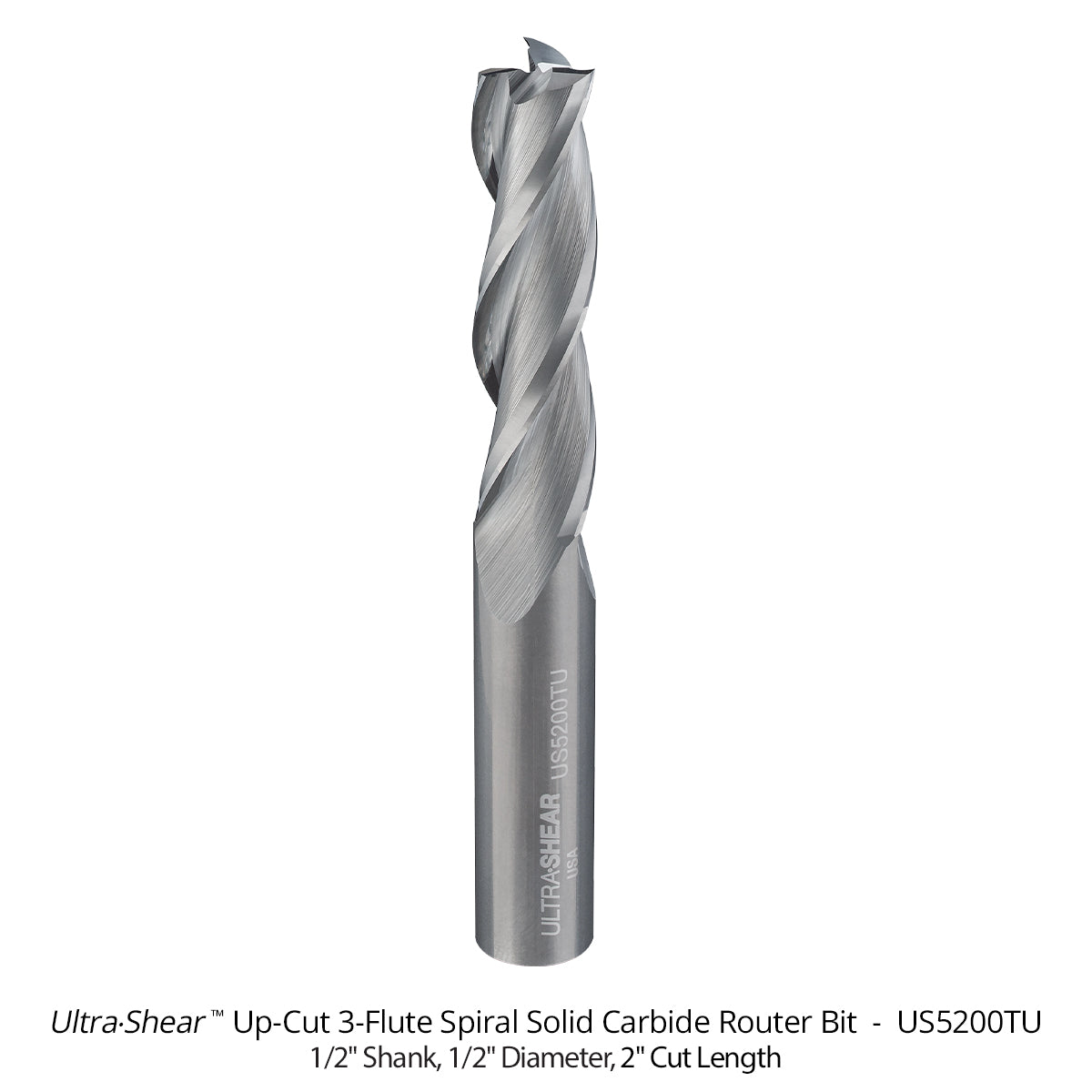 Spiral CNC Router Bits - Solid Carbide - 1/2 Shank - 3 Flute