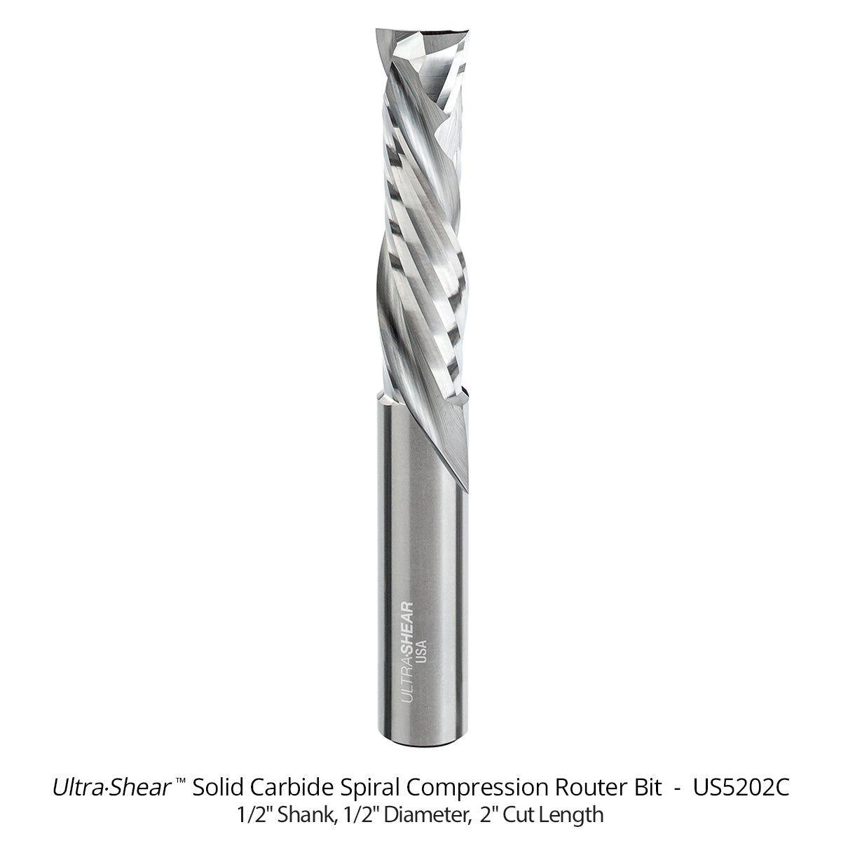 Compression CNC Router Bits - 1/2 Shank - Solid Carbide - 2 Flute