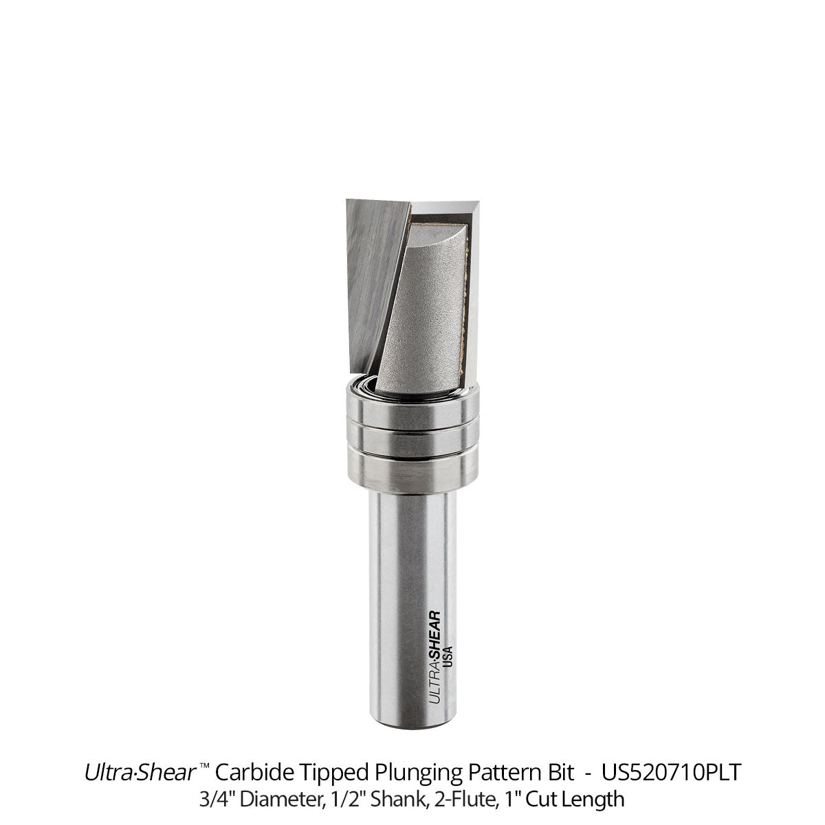 Plunging Pattern Router Bits - Carbide Tipped - 2 Flute