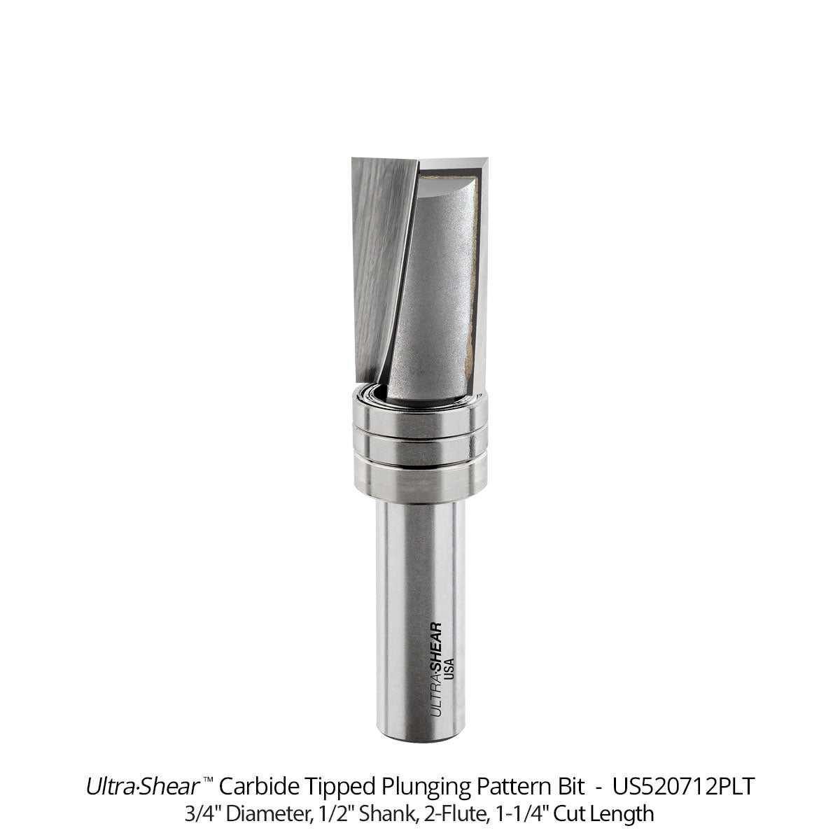 Plunging Pattern Router Bits - Carbide Tipped - 2 Flute