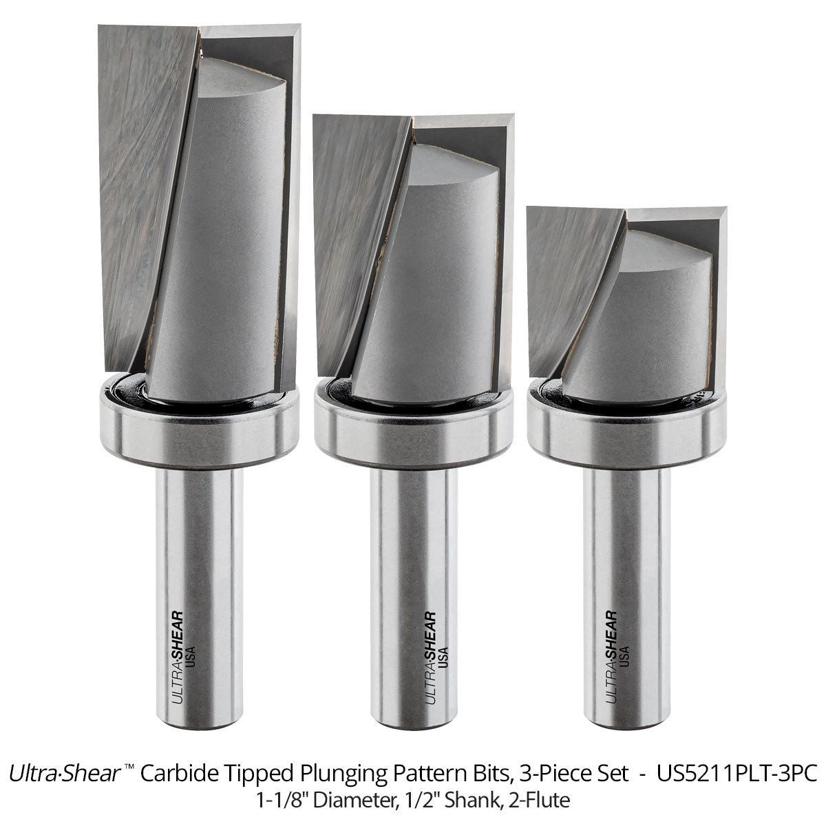 Plunging Pattern Router Bits - Carbide Tipped - 2 Flute