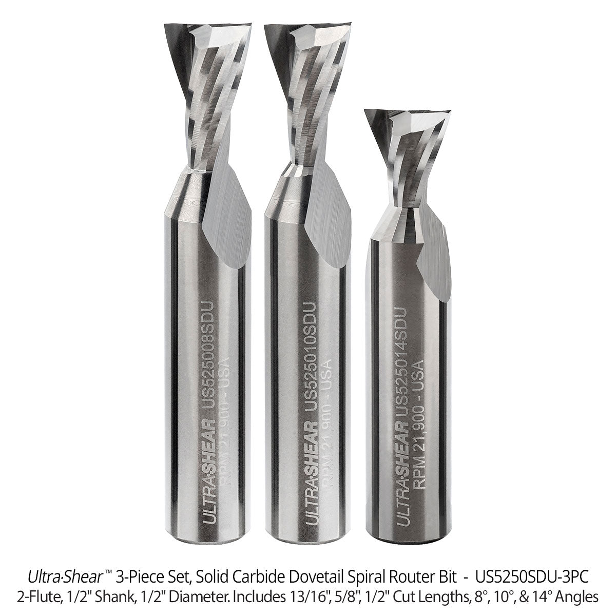 Dovetail Router Bits - 1/2 Shank - Solid Carbide