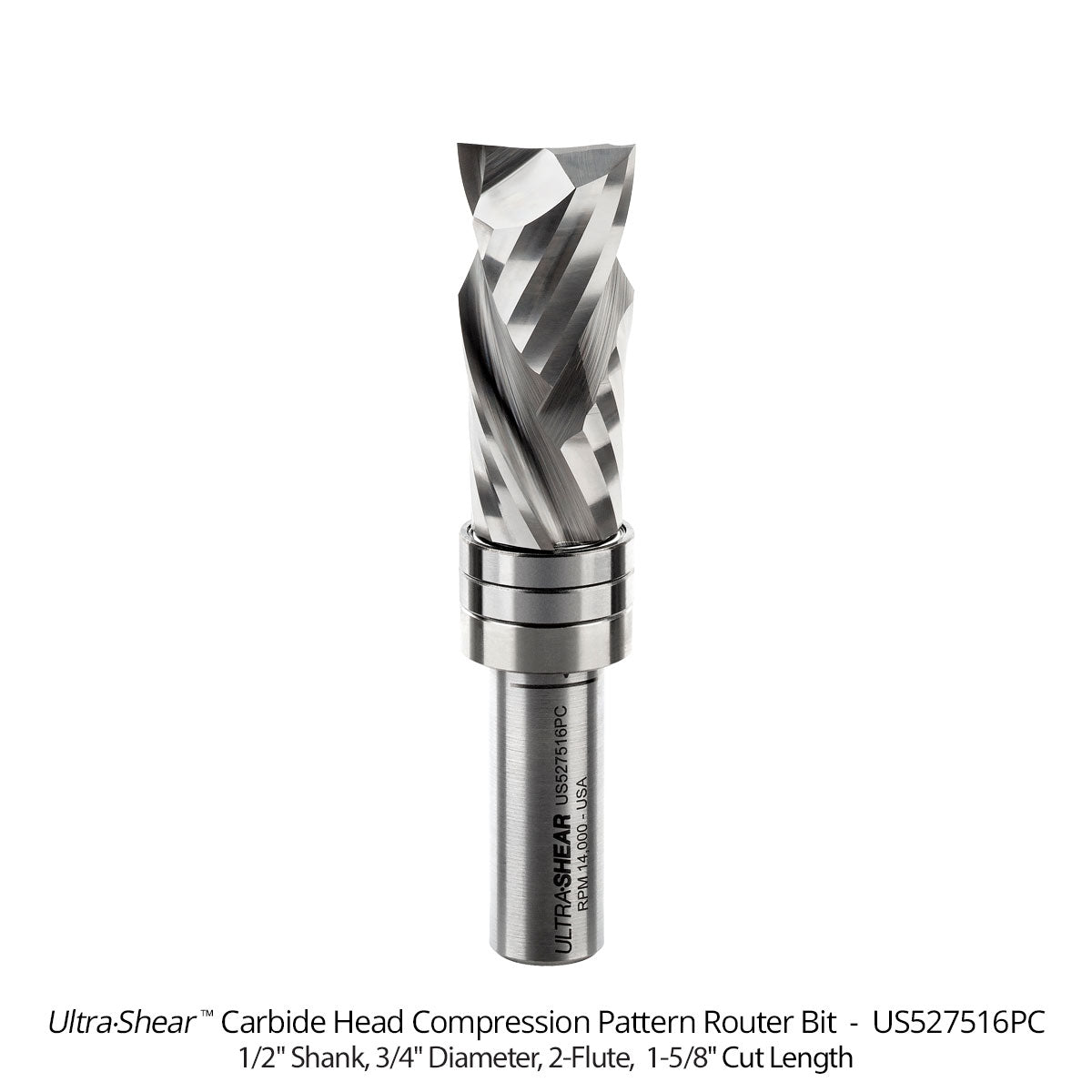 Compression Pattern & Mortising Router Bits - 1/2 Shank - Carbide Head - 2 Flute