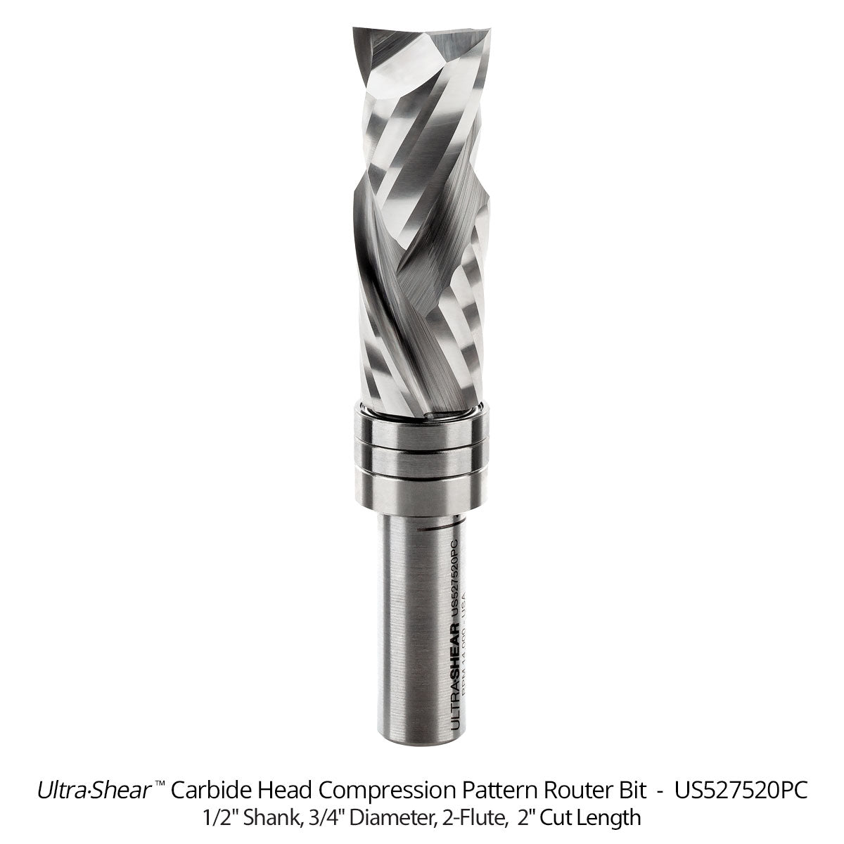 Compression Pattern & Mortising Router Bits - 1/2 Shank - Carbide Head - 2 Flute