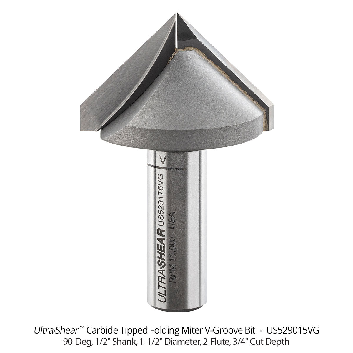 Folding Miter V-Groove Router Bits - Carbide Tipped - 2 Flute