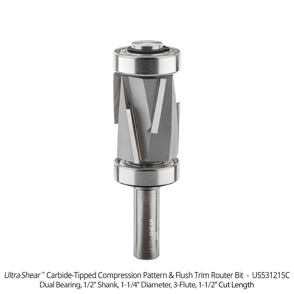 Jumbo Compression Router Bits - 1/2 Shank - Carbide Tipped - 3 Flute