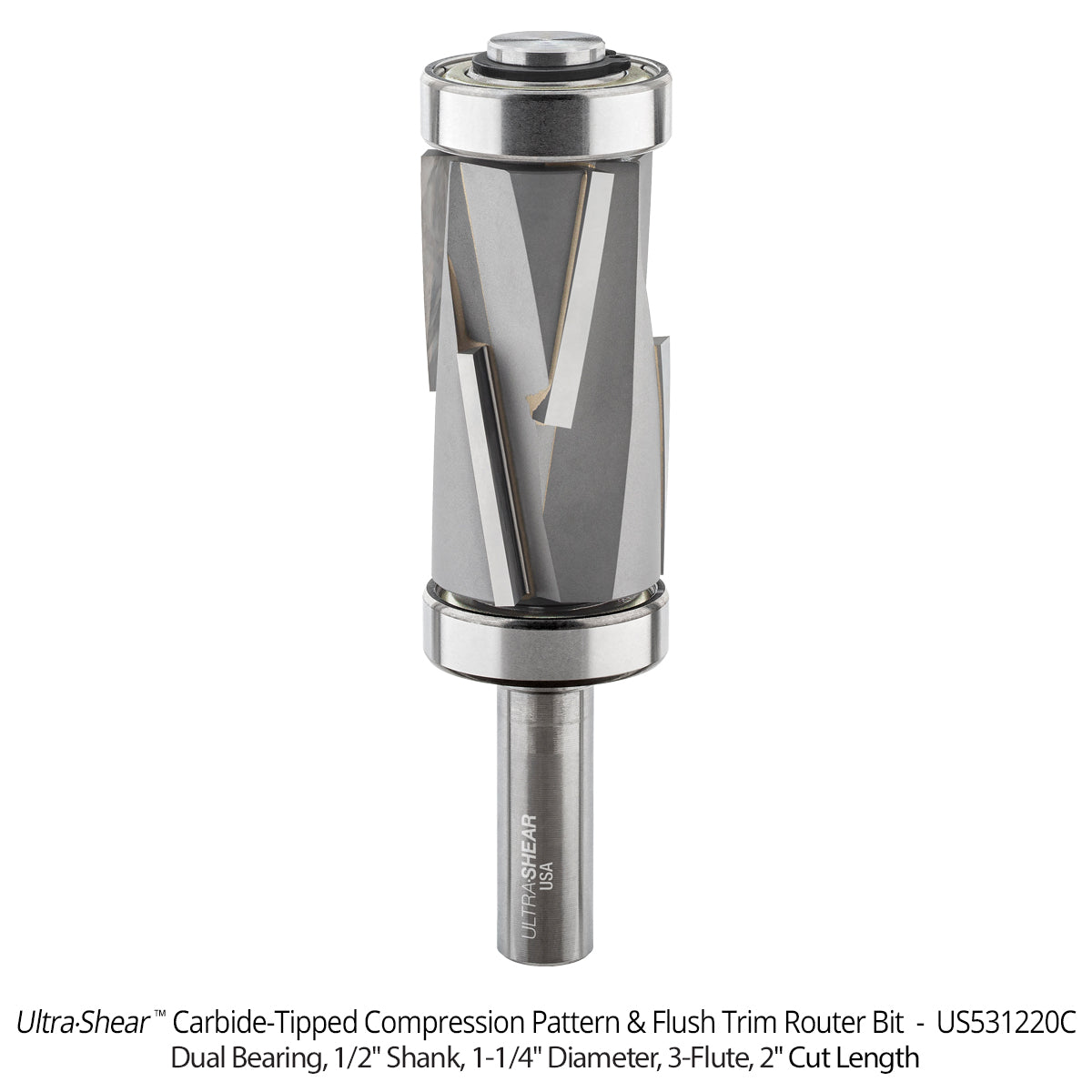 Jumbo Compression Router Bits - 1/2 Shank - Carbide Tipped - 3 Flute