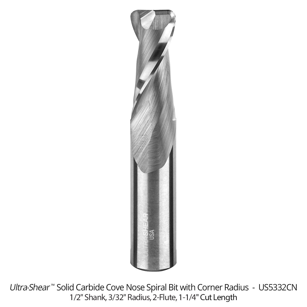 Cove Nose Spiral CNC Router Bits with Corner Radius