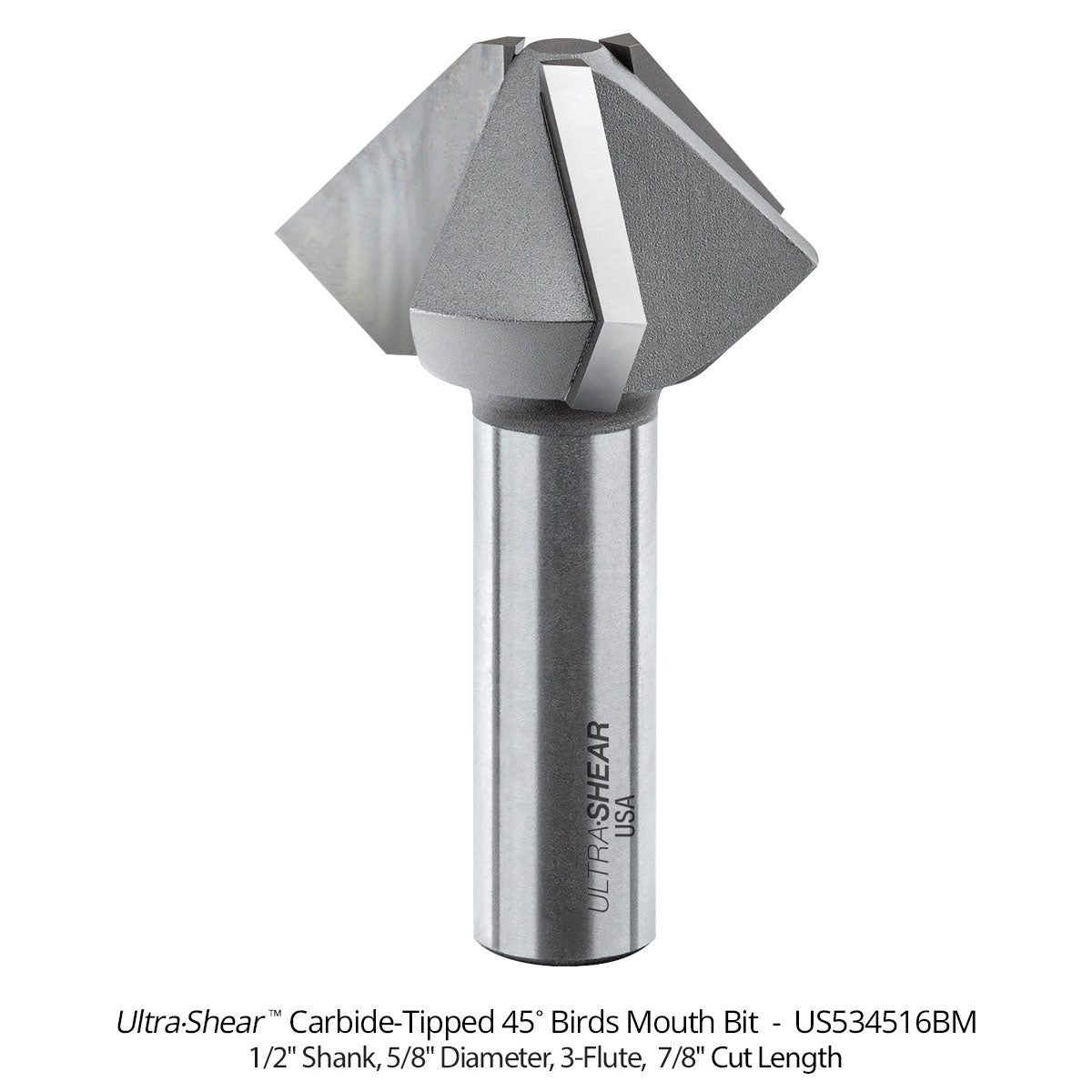 Birds Mouth Router Bits - Carbide Tipped - 3-Flute
