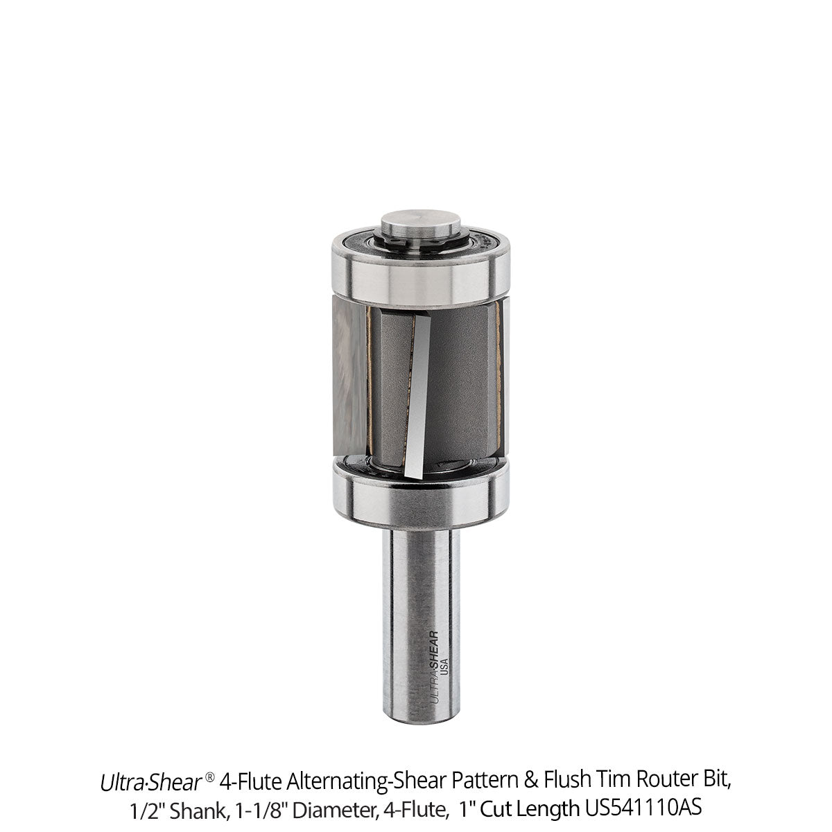 Alternating Shear Pattern & Flush Trim Router Bits - 4 Flute - Dual Bearing - Carbide Tipped - 1/2 Shank