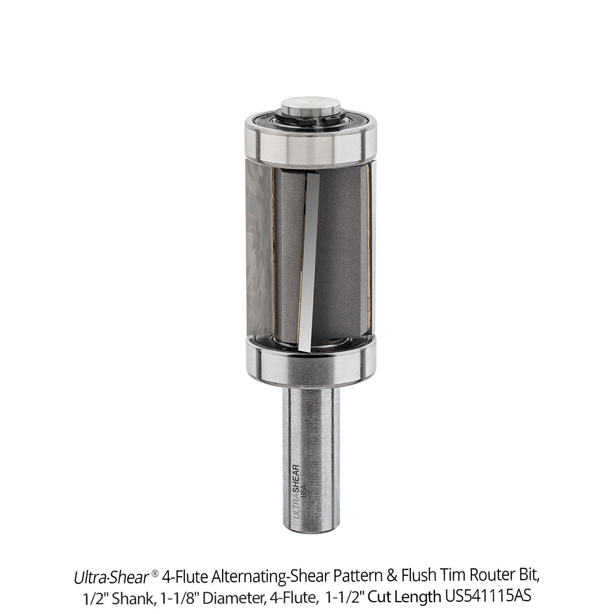 Alternating Shear Pattern & Flush Trim Router Bits - 4 Flute - Dual Bearing - Carbide Tipped - 1/2 Shank