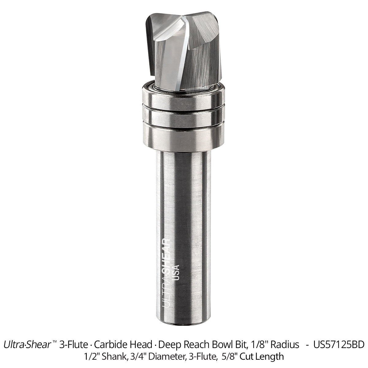 Deep Reach Bowl Router Bits - Carbide Head - 3-Flute